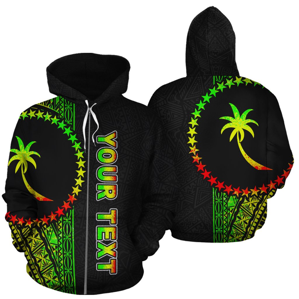 Chuuk Polynesian Custom Zip up Hoodie Reggae Line Unisex Reggae - Polynesian Pride