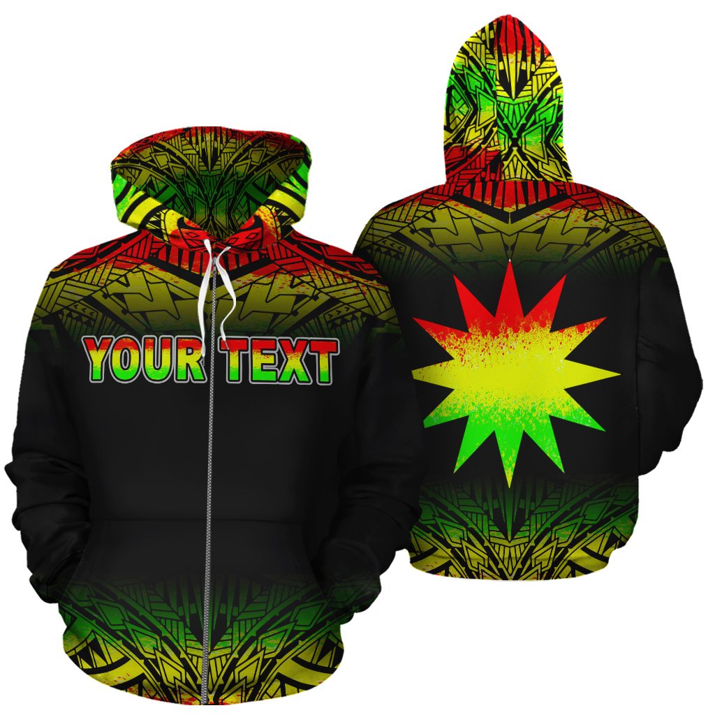 Nauru Polynesian Custom Zip up Hoodie Reggae Fog Unisex Reggae - Polynesian Pride