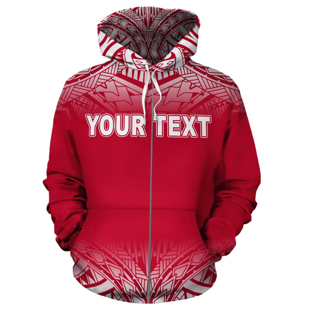 Wallis and Futuna Polynesian Custom Zip up Hoodie Red Frog - Polynesian Pride