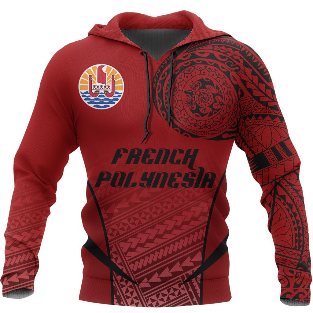 French Polynesia Active Special Hoodie French Polynesia Flag Tattoo Unisex Red - Polynesian Pride