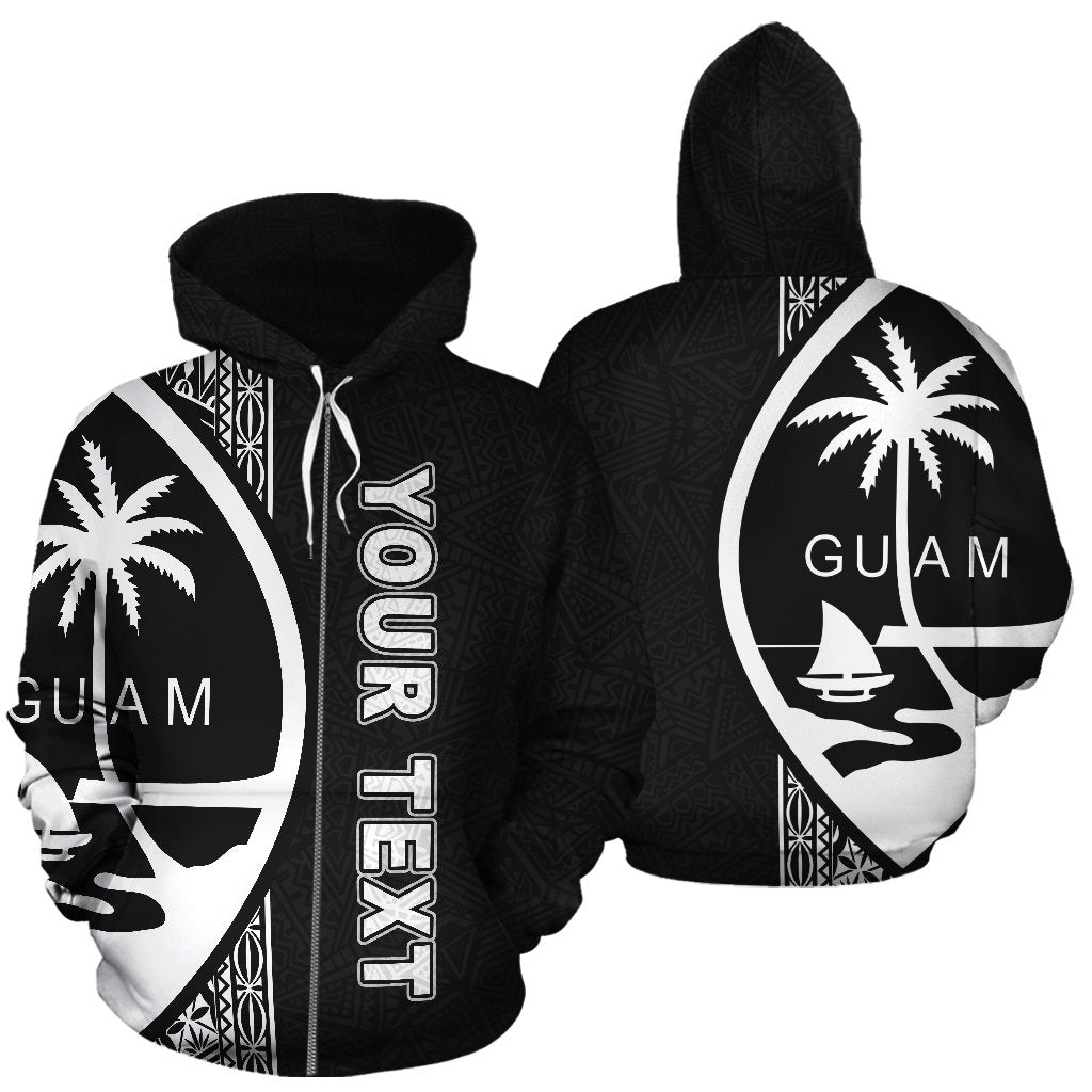 Guam Polynesian Custom Zip up Hoodie White Line Unisex White - Polynesian Pride