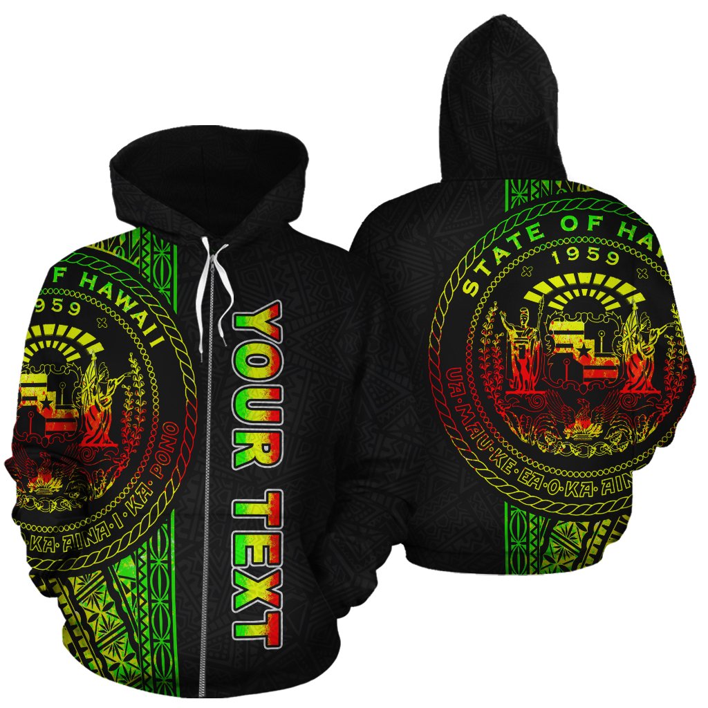 Polynesian Hawaii Custom Zip up Hoodie Reggae Line Unisex Reggae - Polynesian Pride