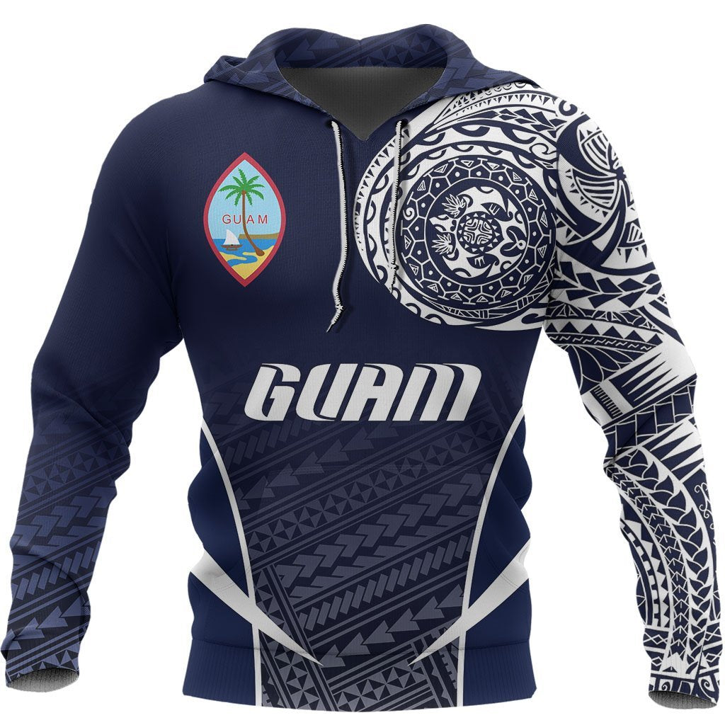 Guam Active Special Hoodie Guam Flag Polynesian Tattoo Unisex Blue - Polynesian Pride