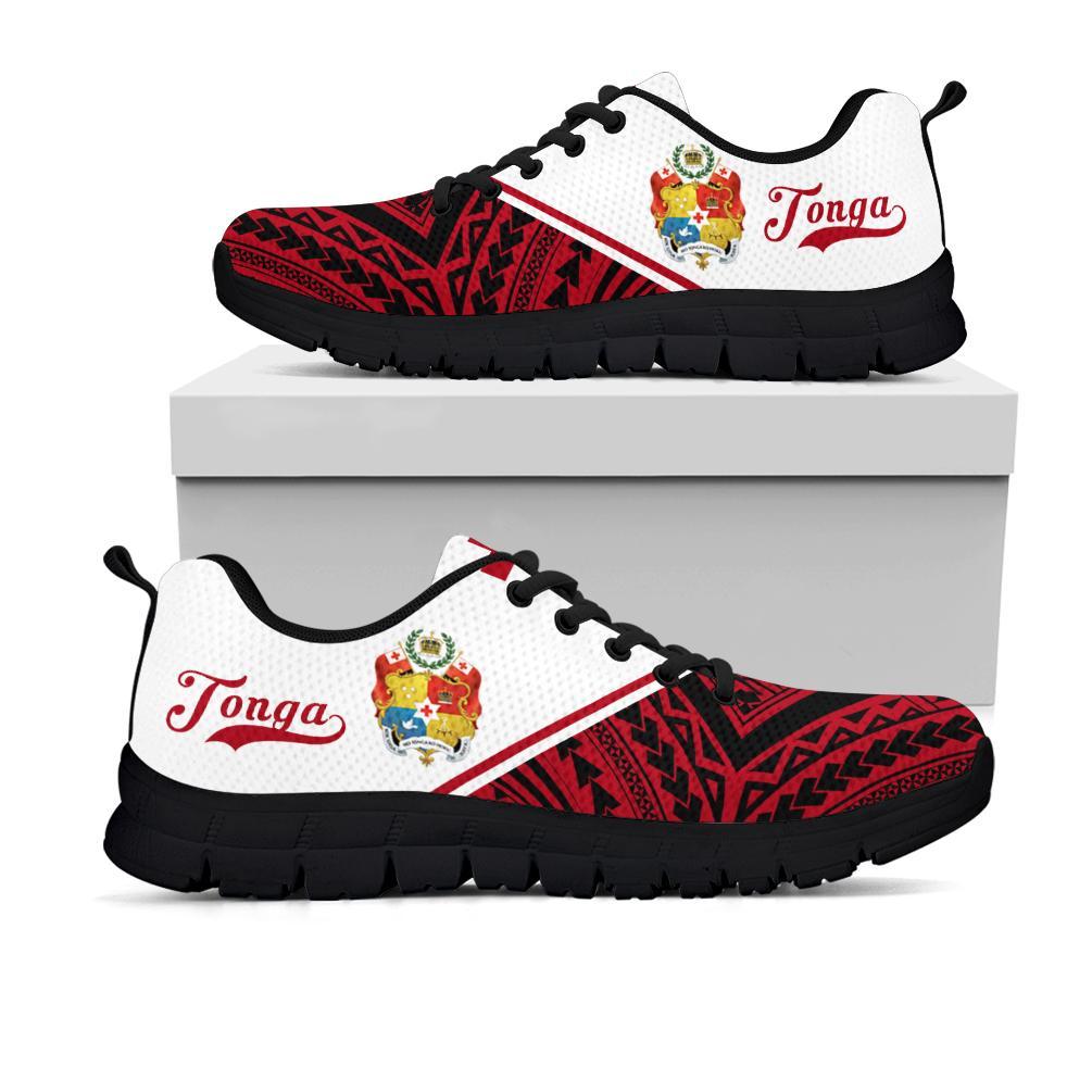 Tonga Rising Sneakers - Tonga Coat Of Arms Polynesian Tattoo - A16 Unisex White - Polynesian Pride