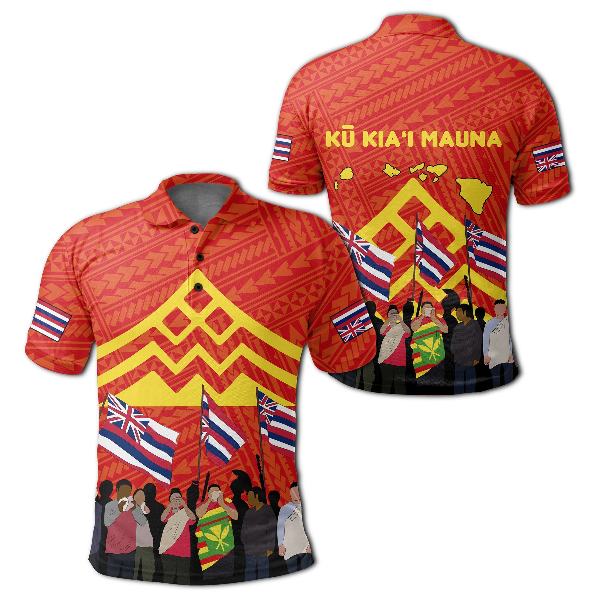 Hawaiian Protectors Mauna Kea Polynesian Polo Shirt Unisex Red - Polynesian Pride