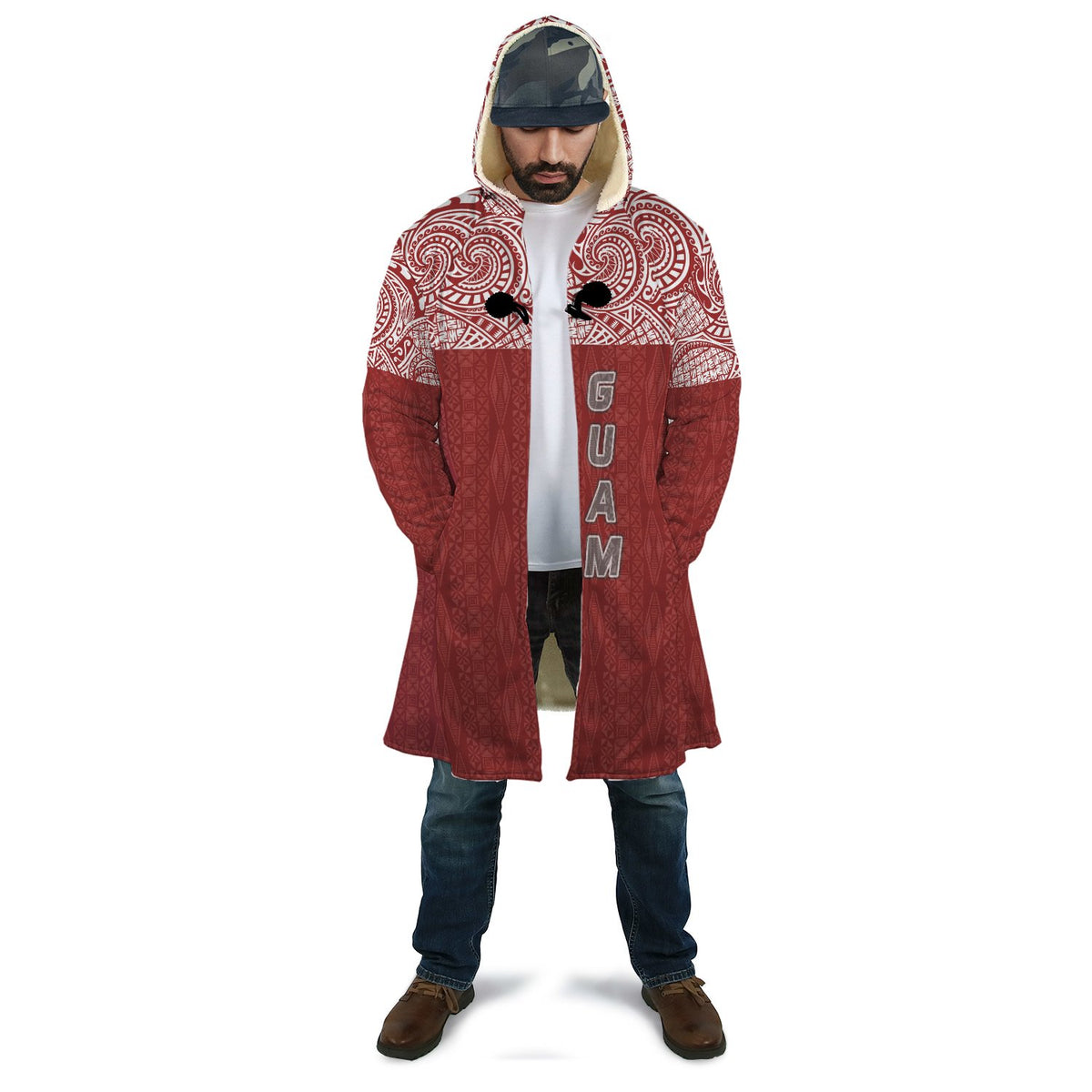Guam All Over Print Cloak - Red Style - Polynesian Pride