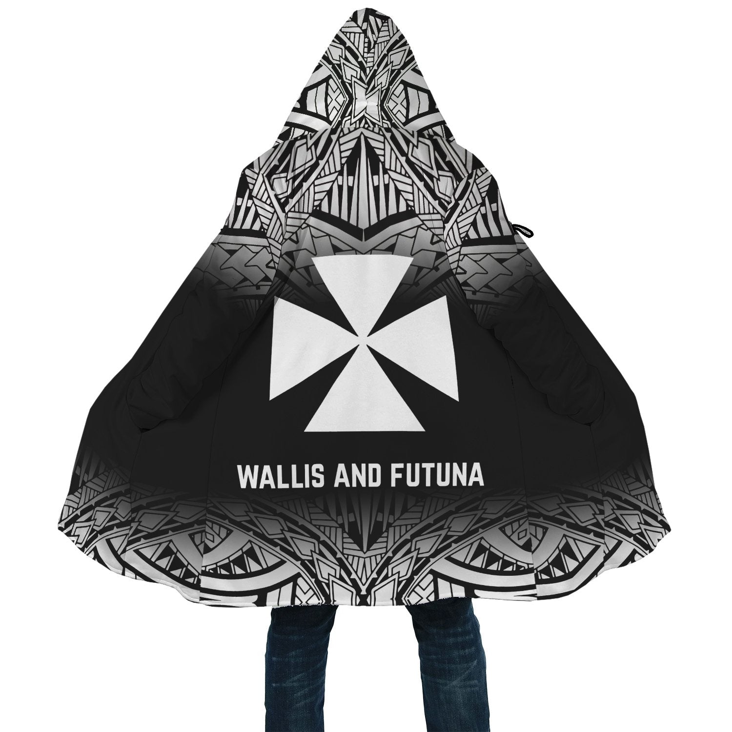 Wallis And Futuna Cloak - Fog Black Style Unisex Black - Polynesian Pride