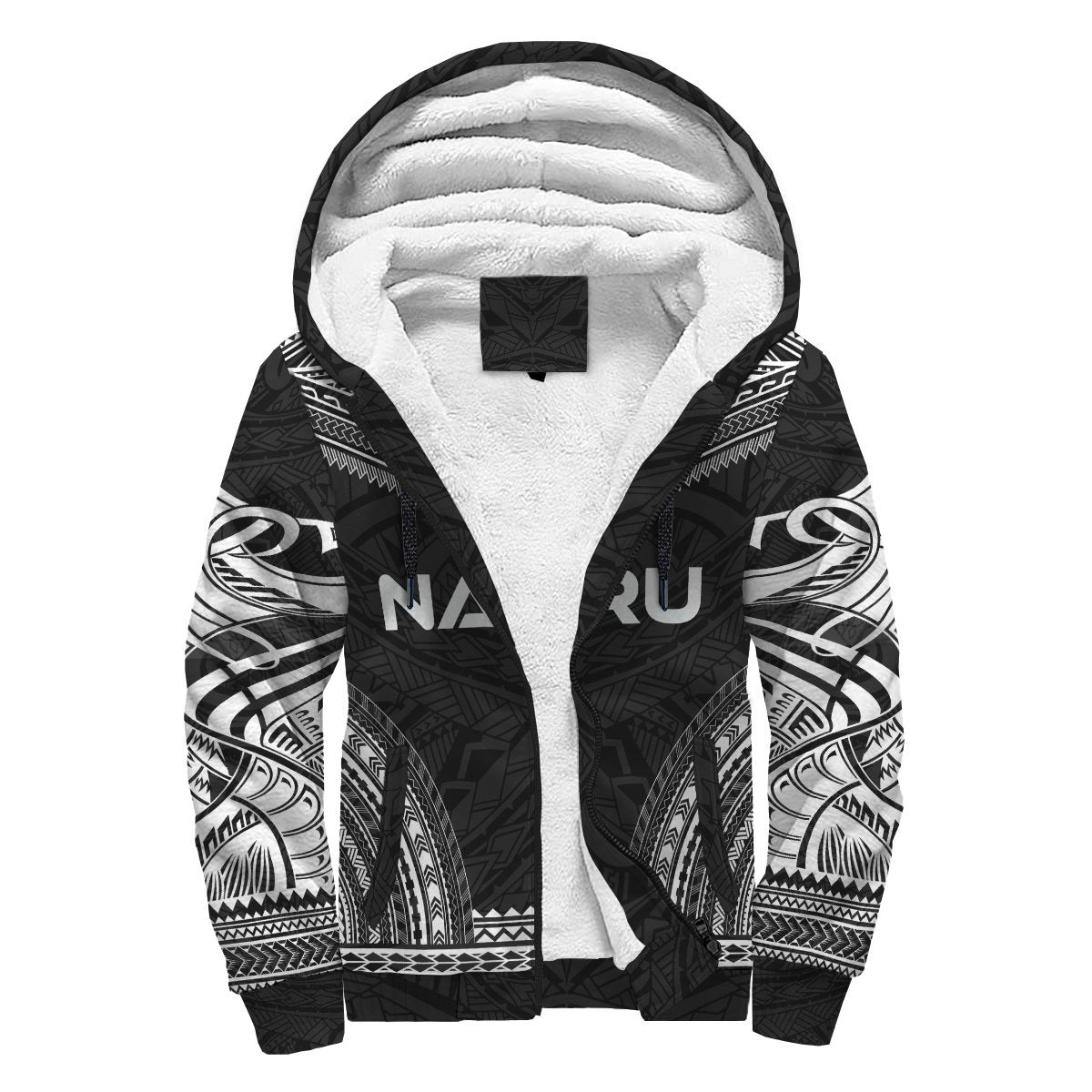 Nauru Sherpa Hoodie - Polynesian Chief Black Version Black - Polynesian Pride