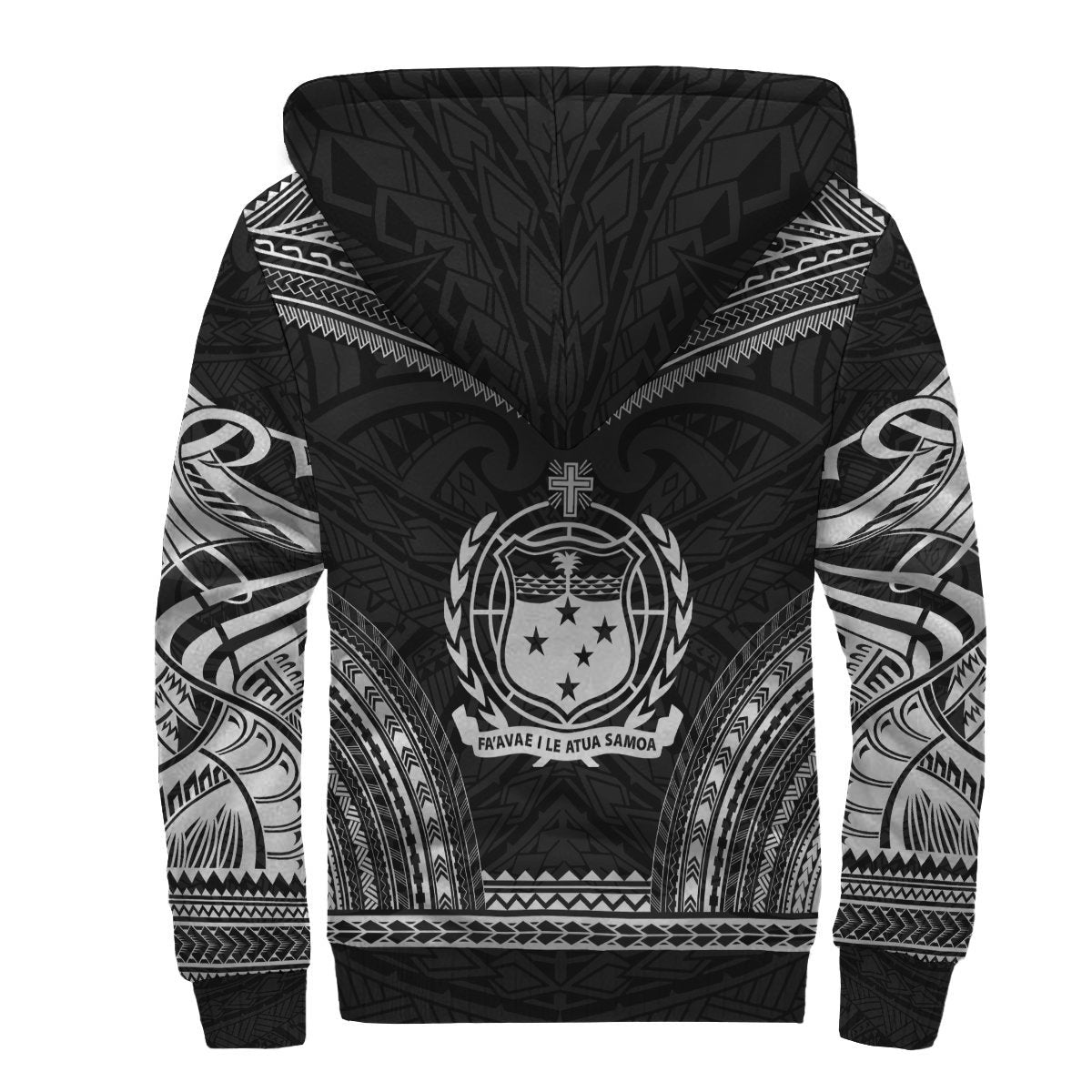 Samoa Sherpa Hoodie - Polynesian Chief Black Version - Polynesian Pride