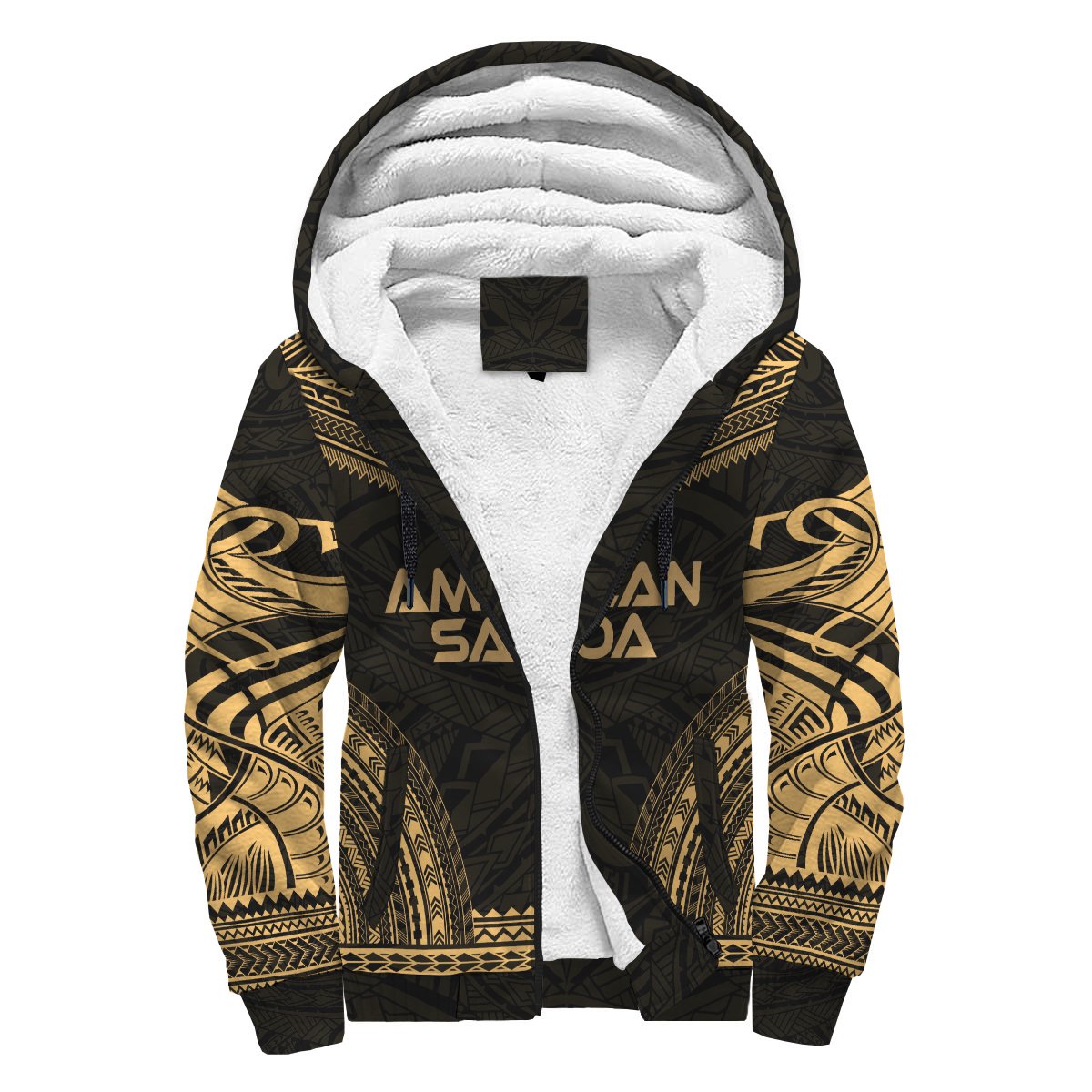 American Samoa Sherpa Hoodie - Polynesian Chief Gold Version Gold - Polynesian Pride