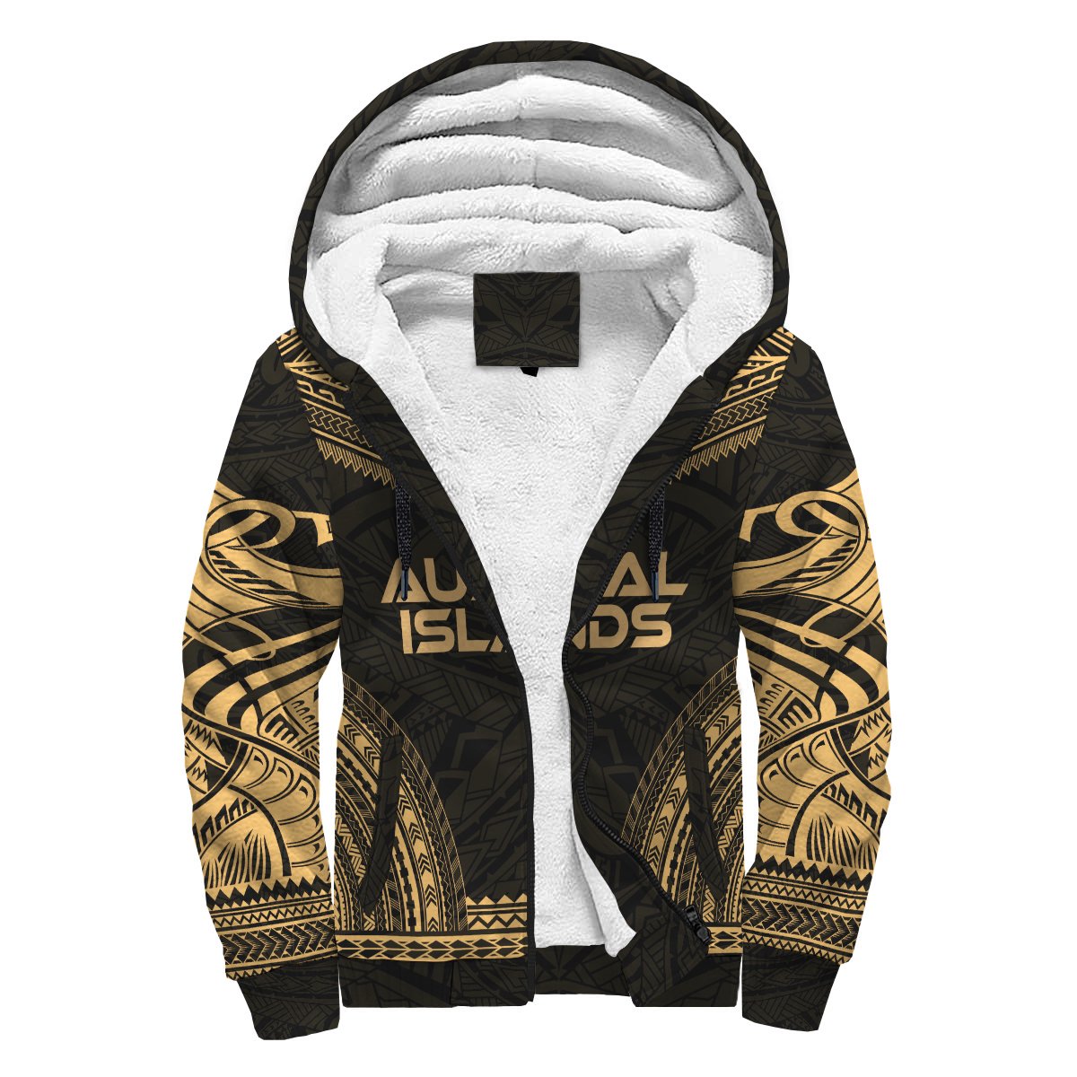 Austral Islands Sherpa Hoodie - Polynesian Chief Gold Version Gold - Polynesian Pride