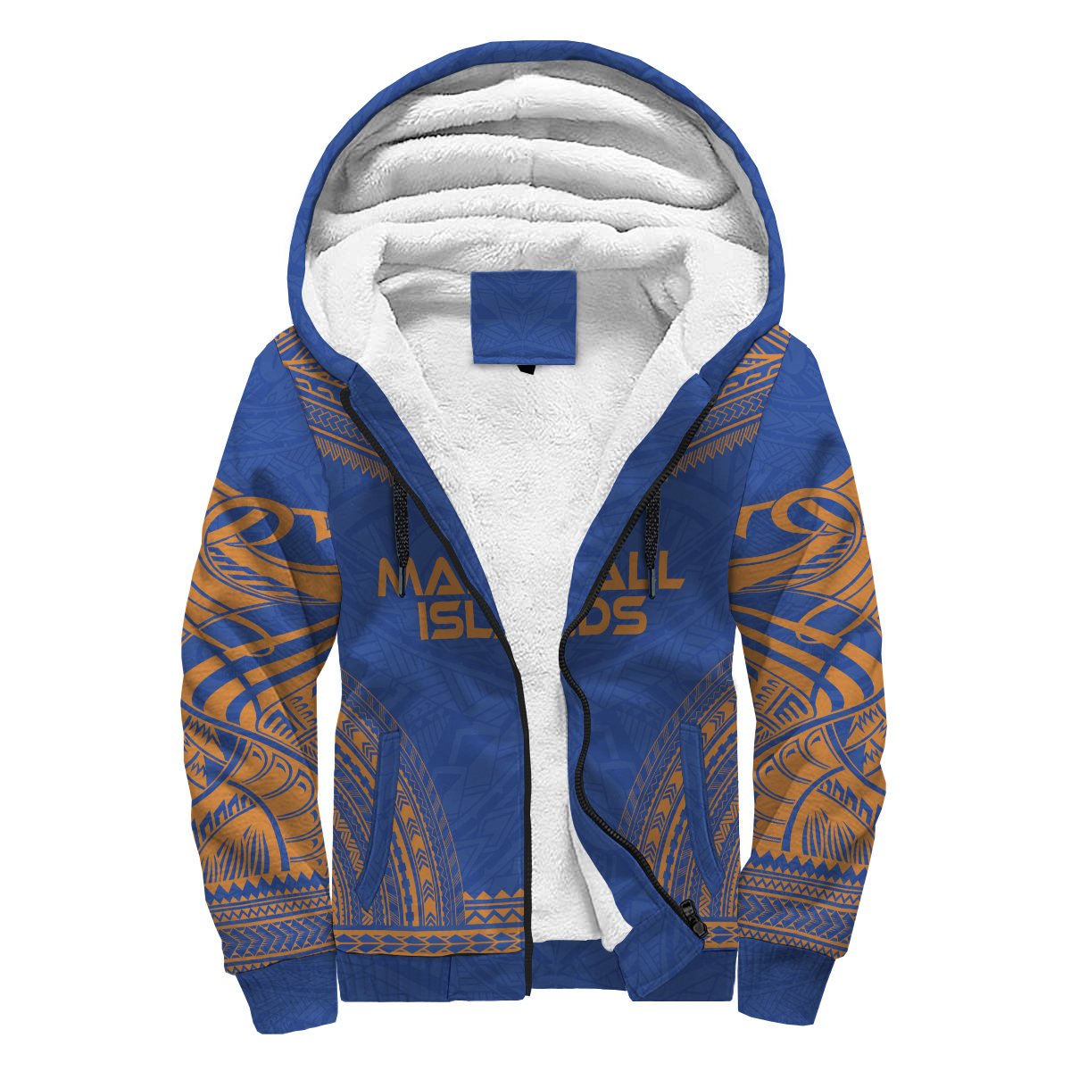 Marshall Islands Sherpa Hoodie - Polynesian Chief Flag Version Blue - Polynesian Pride