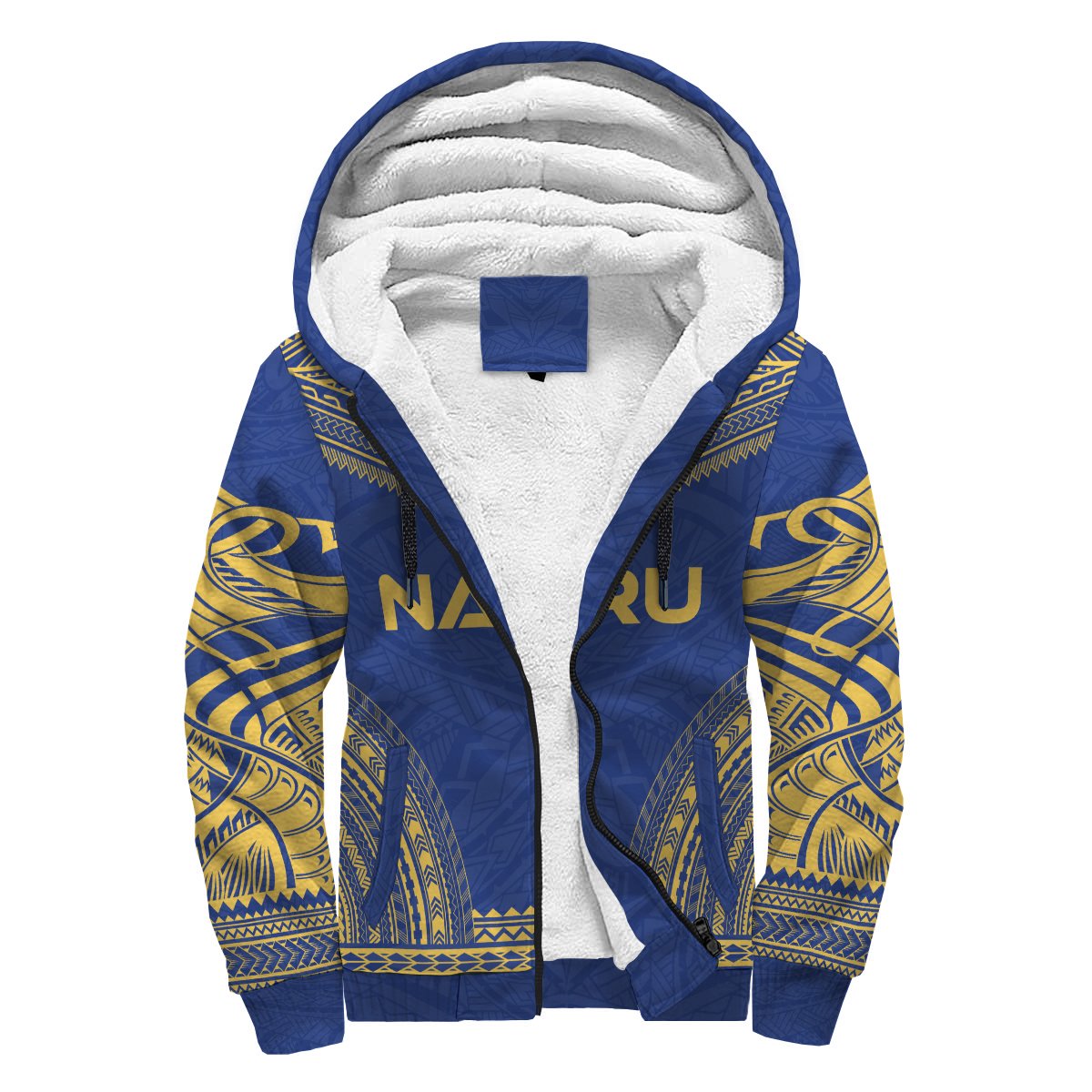 Nauru Sherpa Hoodie - Polynesian Chief Flag Version Blue - Polynesian Pride