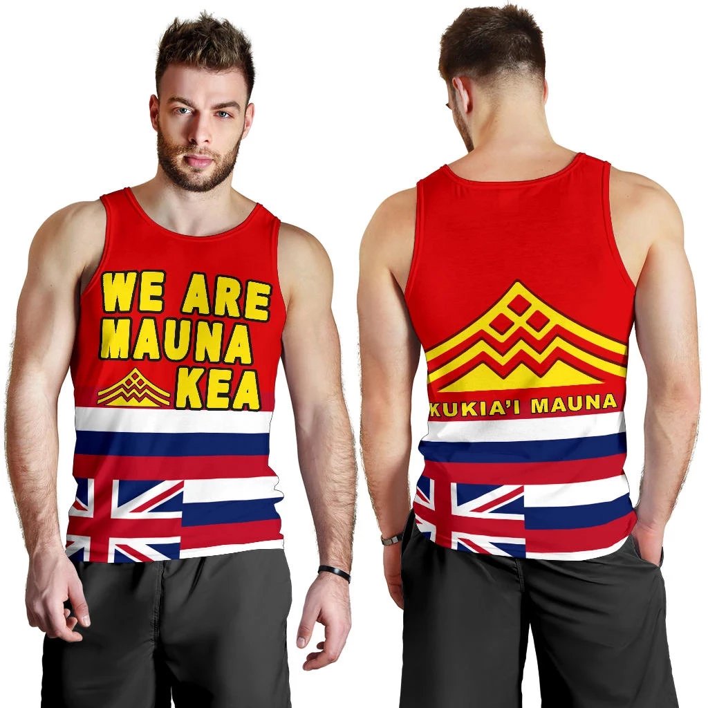 Hawaii Men's Tank Top Flag Mauna Kea Red - Polynesian Pride