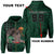 Custom Kakau Blue Hawaii Warrior Football Hoodie (Zip) Unisex Green - Polynesian Pride