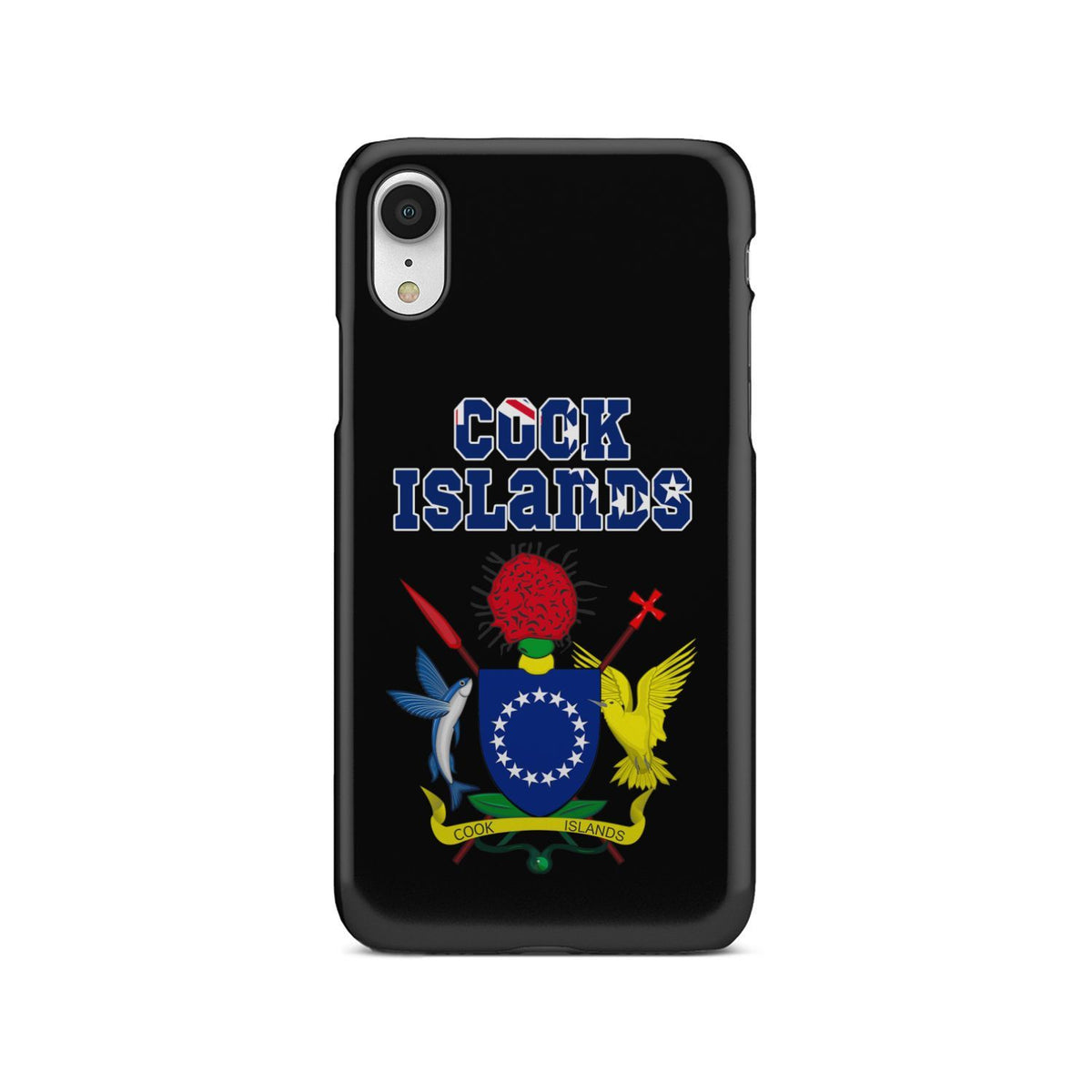 Cook Islands Phone Case - Coat of Arm Name iPhone Xr One Size Black - Polynesian Pride
