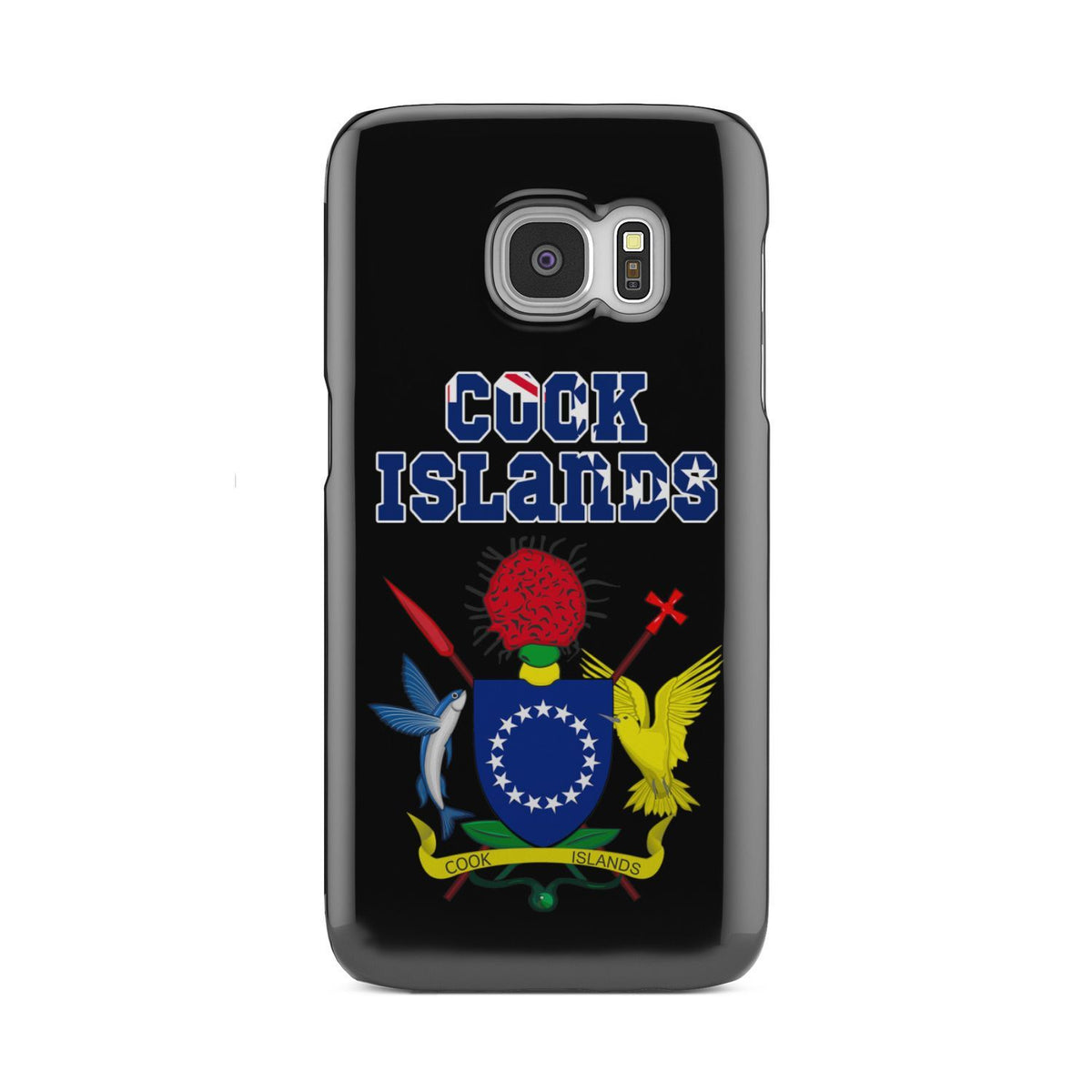 Cook Islands Phone Case - Coat of Arm Name Samsung Galaxy S7 One Size Black - Polynesian Pride