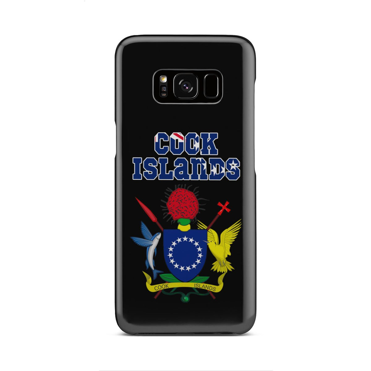 Cook Islands Phone Case - Coat of Arm Name Samsung Galaxy S8 One Size Black - Polynesian Pride