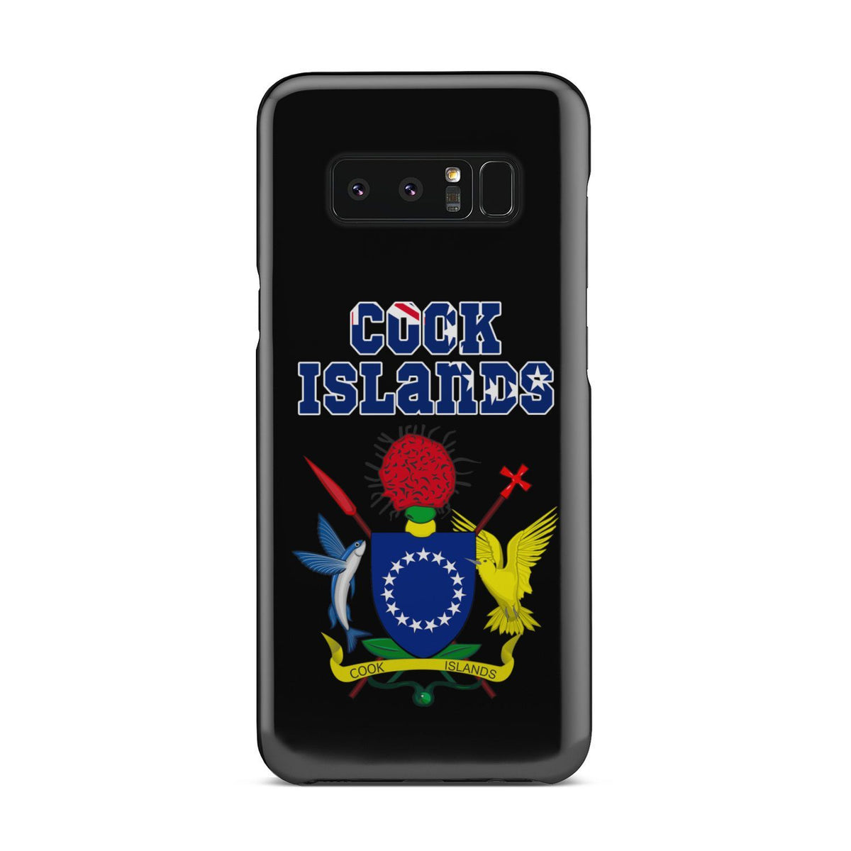 Cook Islands Phone Case - Coat of Arm Name Samsung Galaxy Note 8 One Size Black - Polynesian Pride
