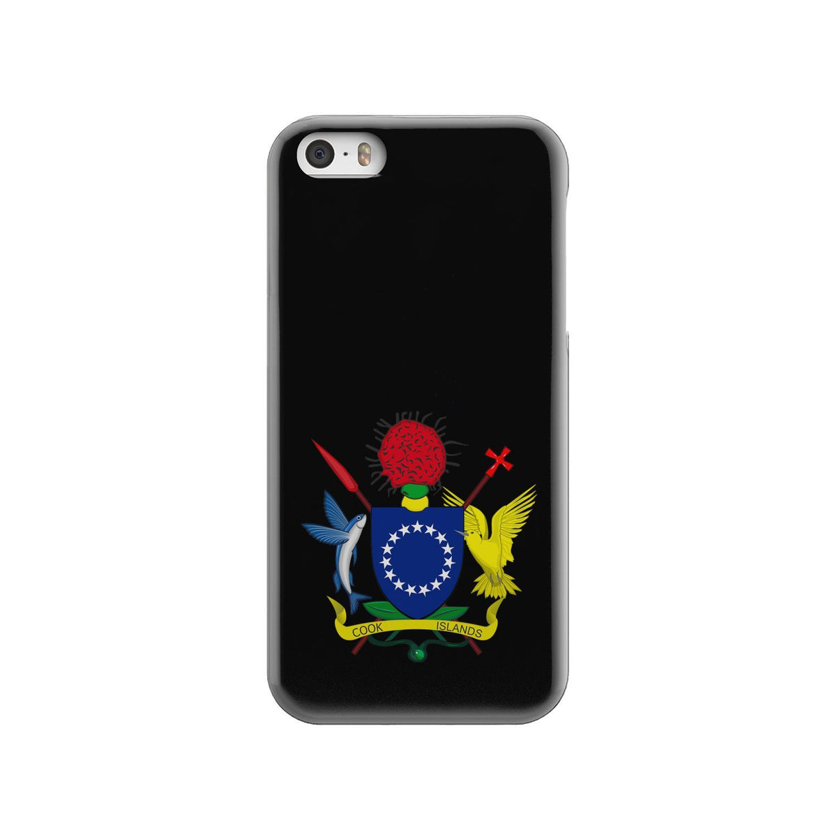 Cook Islands Phone Case - Coat of Arm Map iPhone SE One Size Black - Polynesian Pride