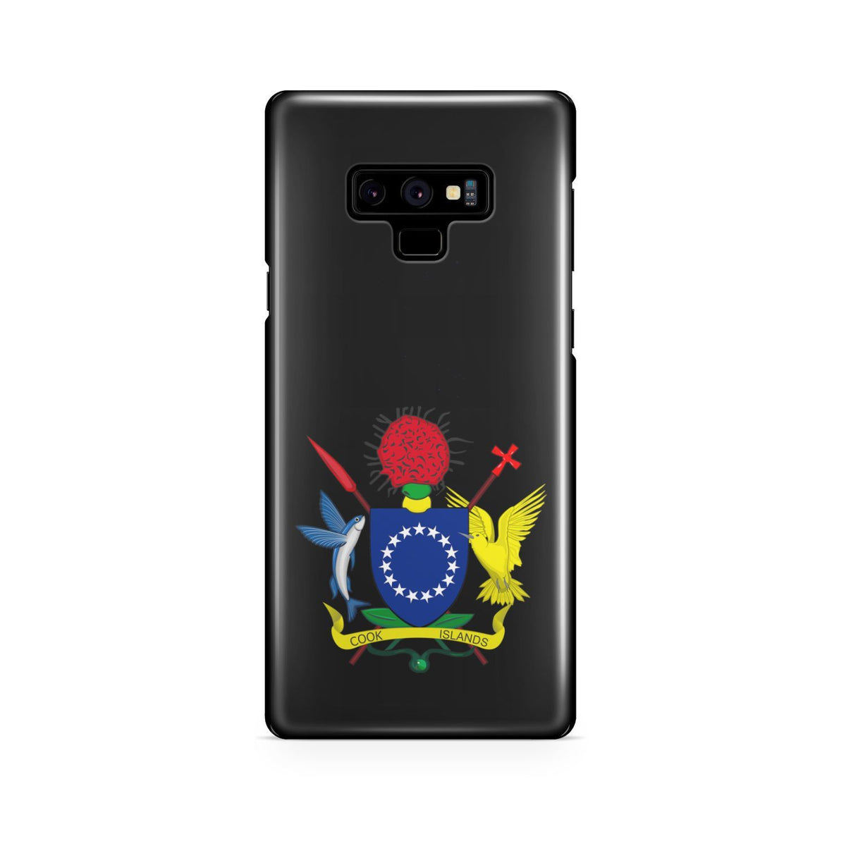 Cook Islands Phone Case - Coat of Arm Map Samsung Galaxy Note 9 One Size Black - Polynesian Pride