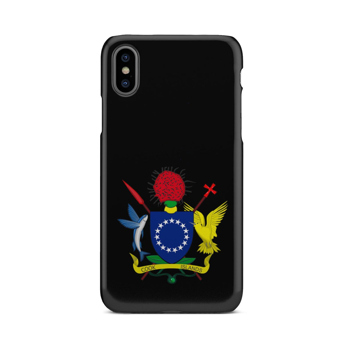 Cook Islands Phone Case - Coat of Arm Map iPhone Xs One Size Black - Polynesian Pride