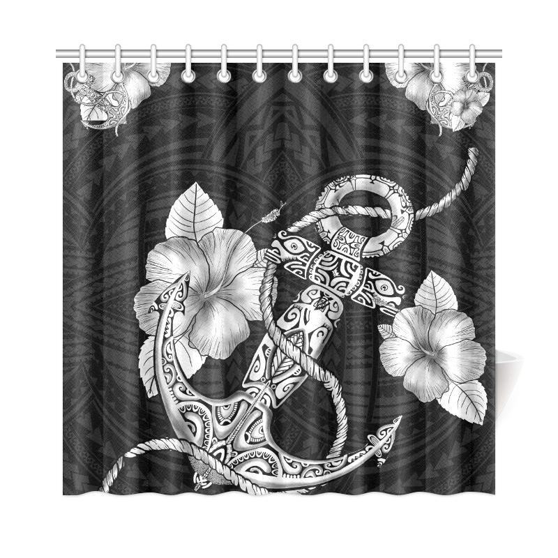 Polynesian Anchor Shower Curtain 177 x 172 (cm) White - Polynesian Pride