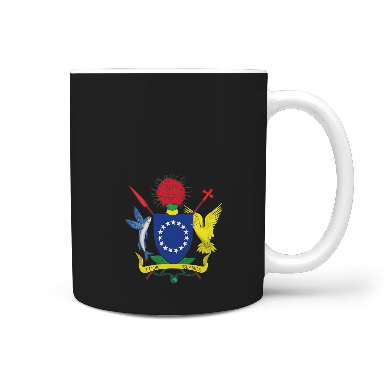 Cook Islands Mug - Coat of Arm Map One Style 11Oz Black - Polynesian Pride