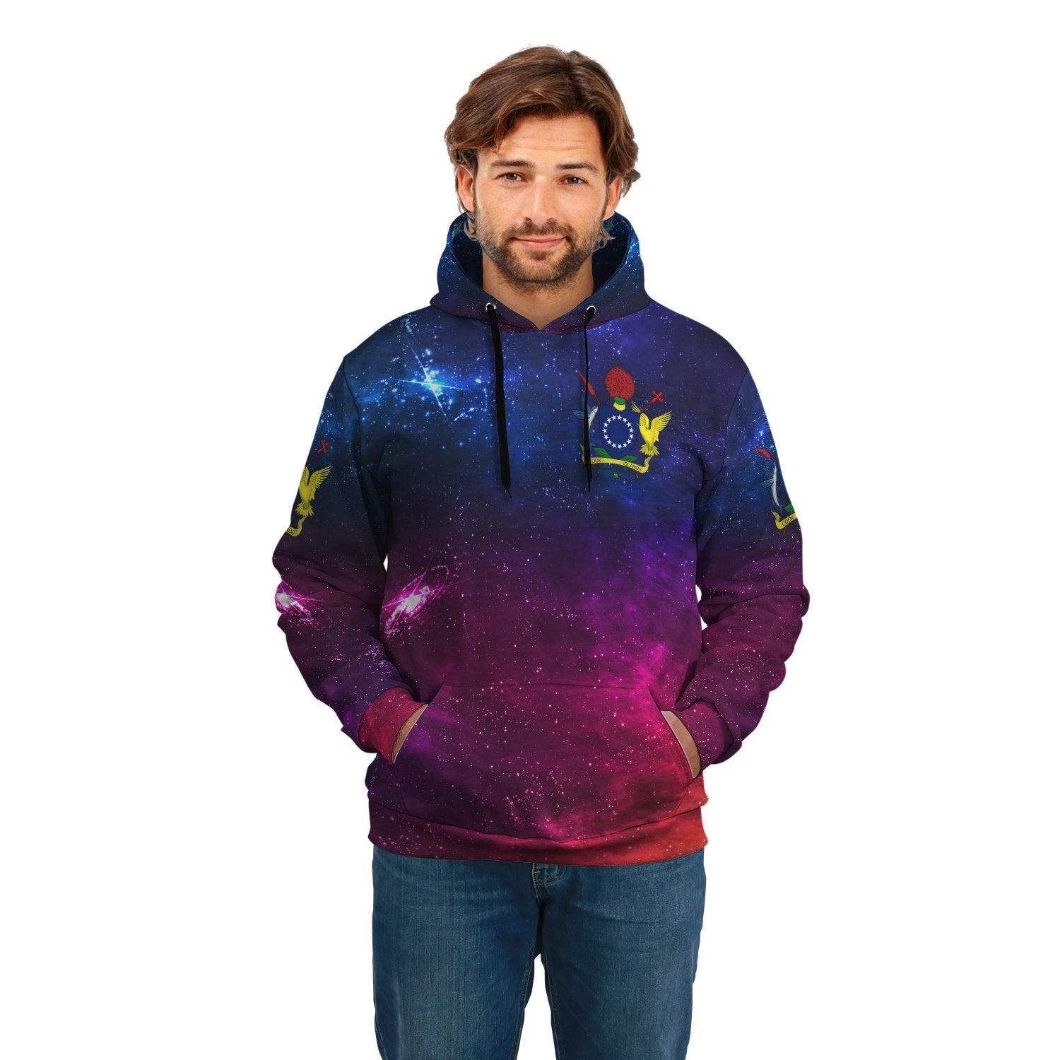 Cook Islands Hoodie Galaxy Unisex White - Polynesian Pride