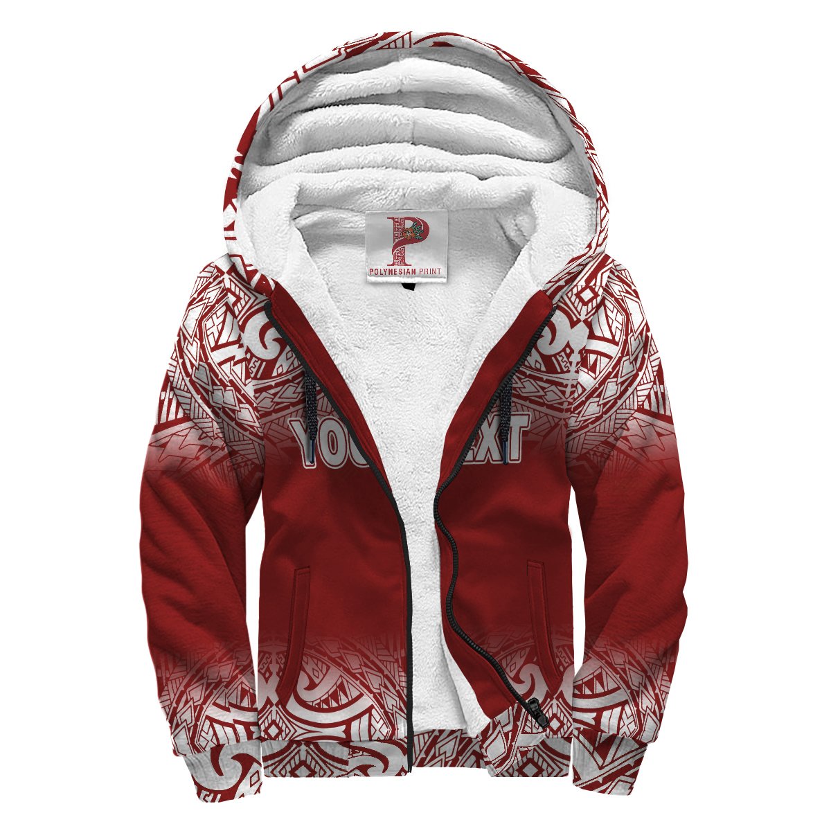 Polynesian Hawaii Personalised Custom Sherpa Hoodie - Fog Red Red - Polynesian Pride