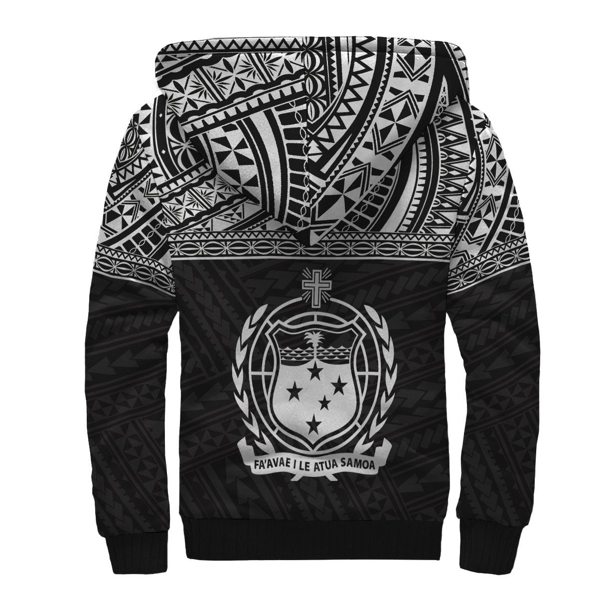 Samoa Personalised Custom Polynesian Sherpa Hoodie - Horizontal Black - Polynesian Pride