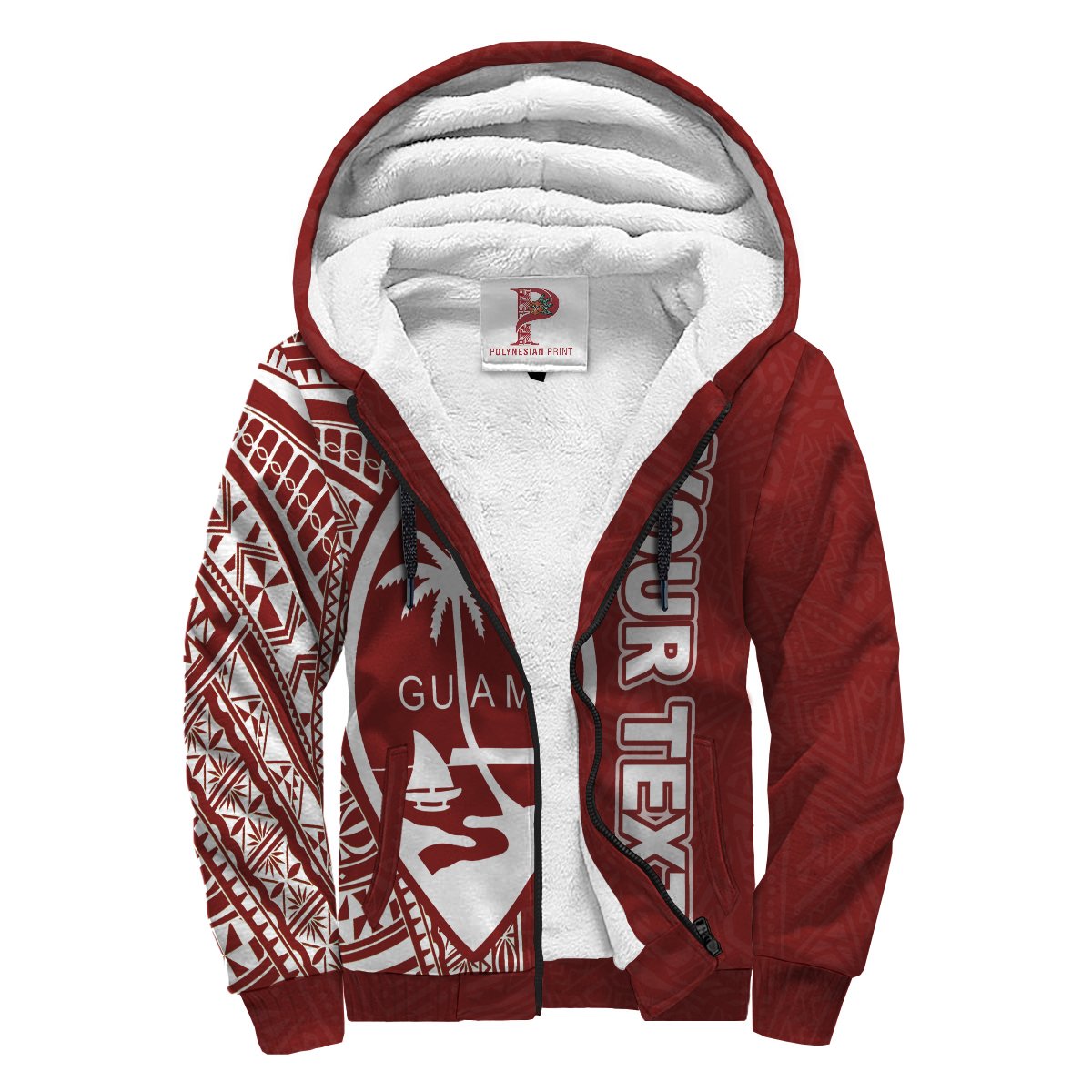 Guam Personalised Custom Polynesian Sherpa Hoodie - Line Red Red - Polynesian Pride