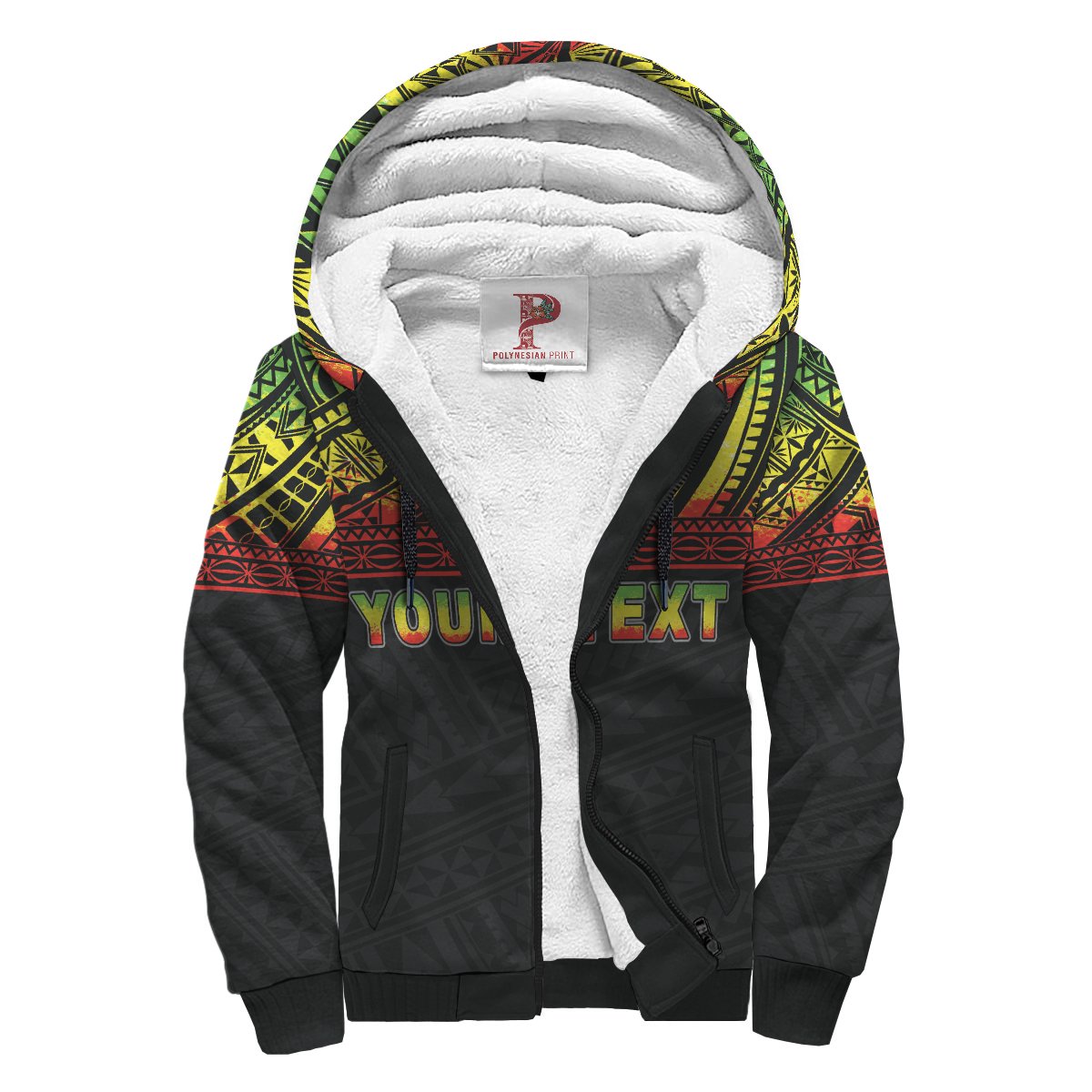 Northern Mariana Islands Polynesian Personalised Custom Sherpa Hoodie - Reggae Horizontal Reggae - Polynesian Pride