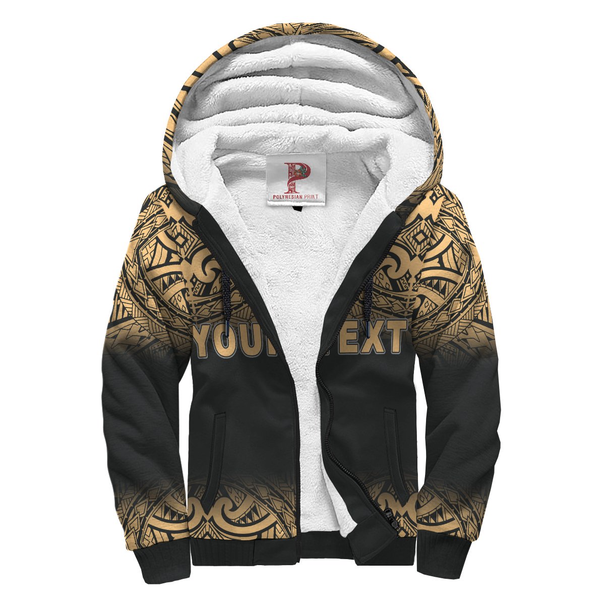 Tonga Polynesian Personalised Custom Sherpa Hoodie - Gold Fog Black - Gold - Polynesian Pride