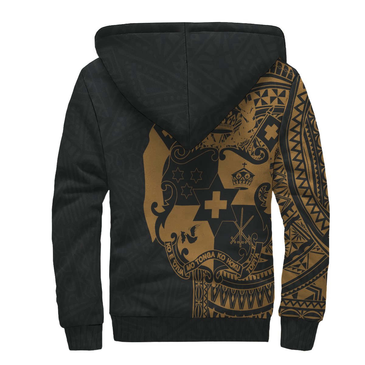Tonga Polynesian Personalised Custom Sherpa Hoodie - Gold Line - Polynesian Pride