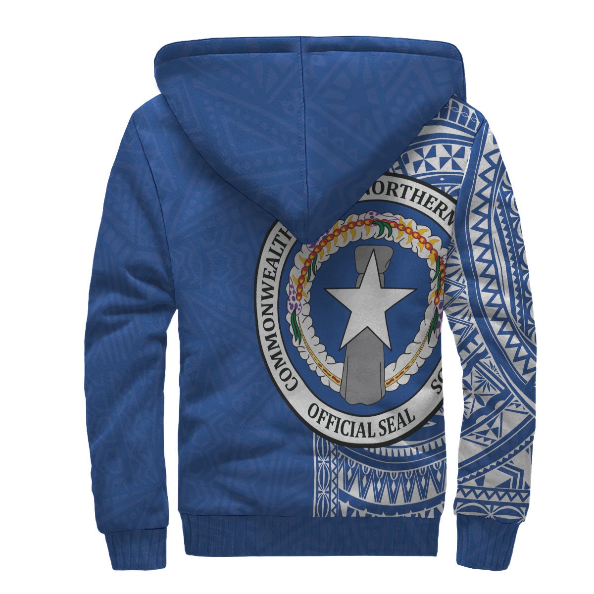 Northern Mariana Islands Polynesian Personalised Custom Sherpa Hoodie - Blue Line - Polynesian Pride