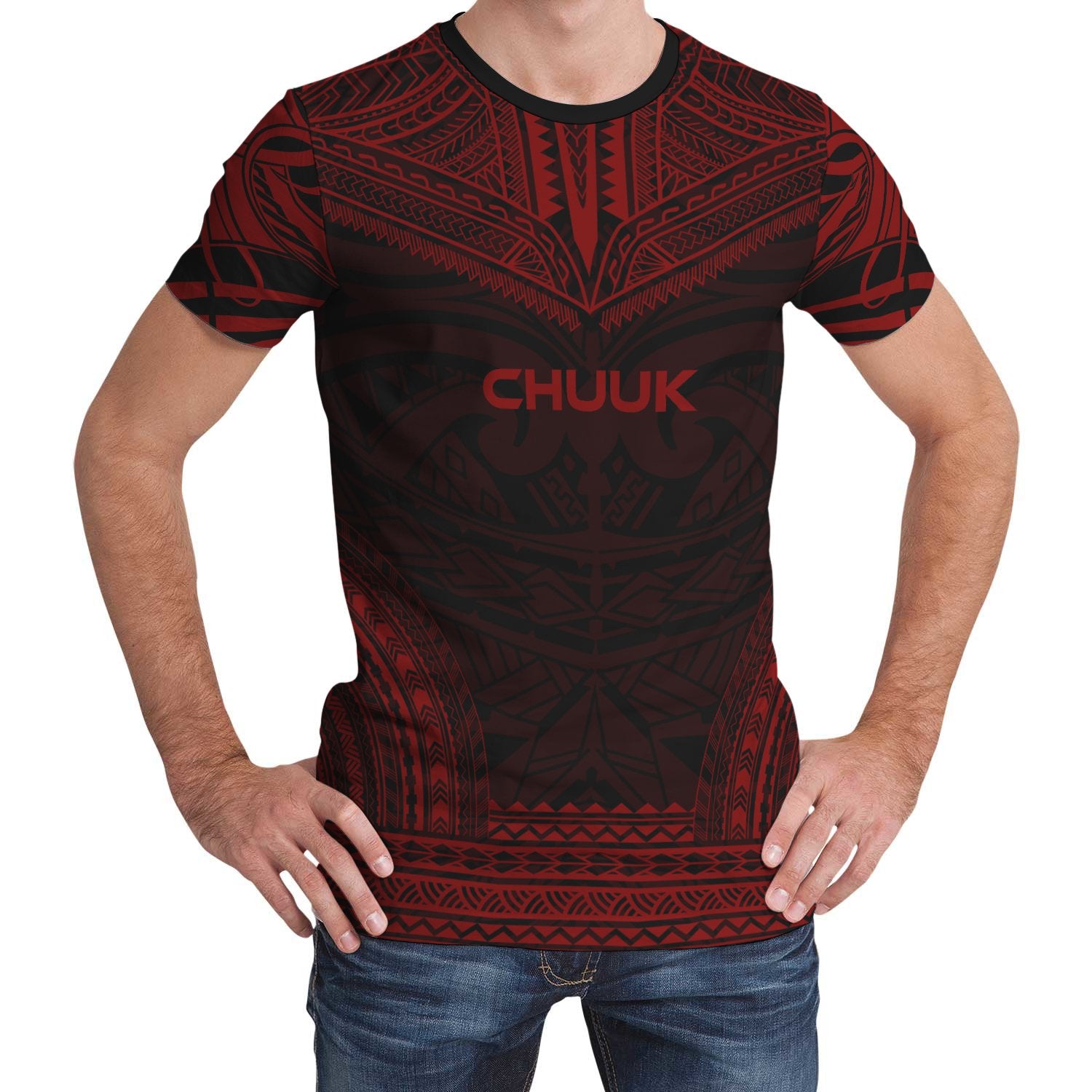 Chuuk T Shirt Chuuk Polynesian Chief Red Version Unisex Red - Polynesian Pride