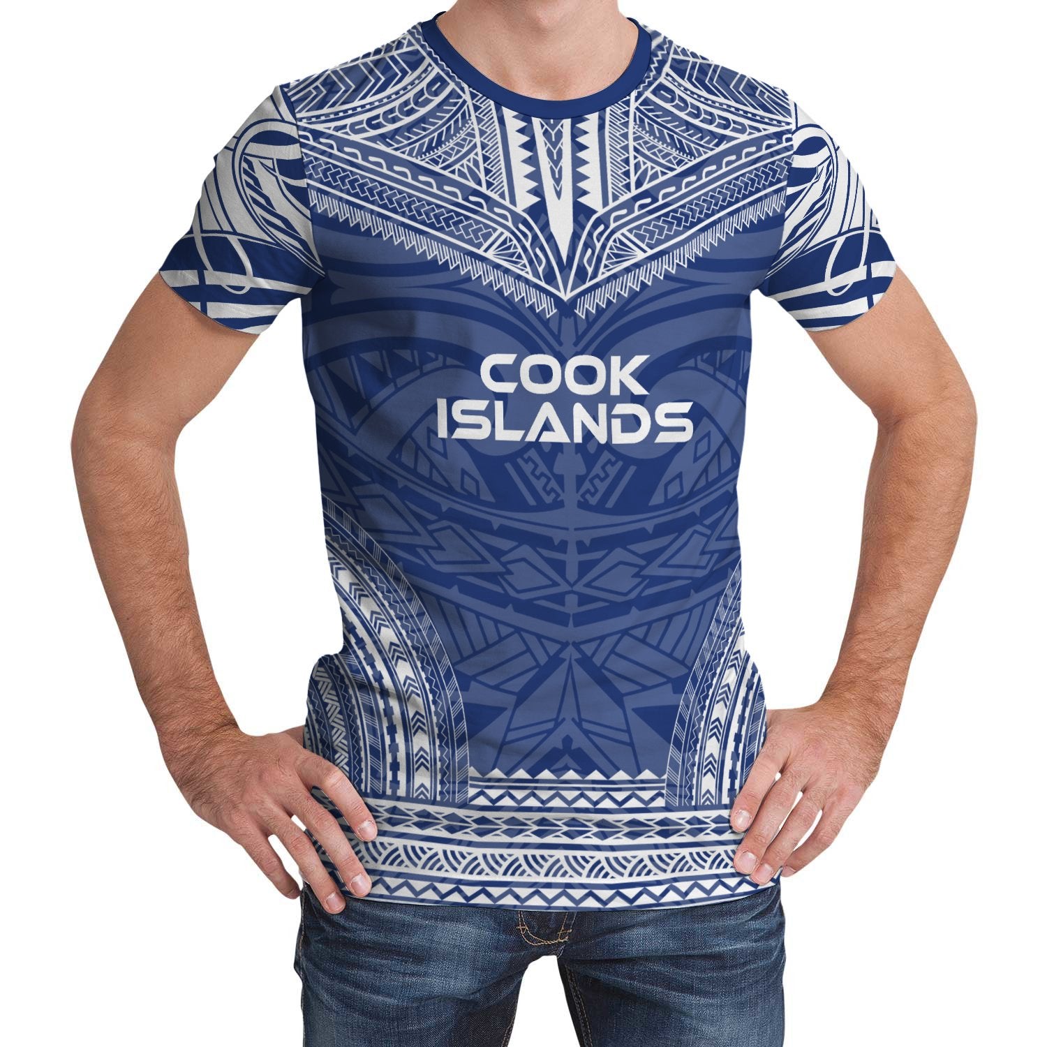 Cook Islands T Shirt Polynesian Polynesian Chief Blue Version Unisex Blue - Polynesian Pride