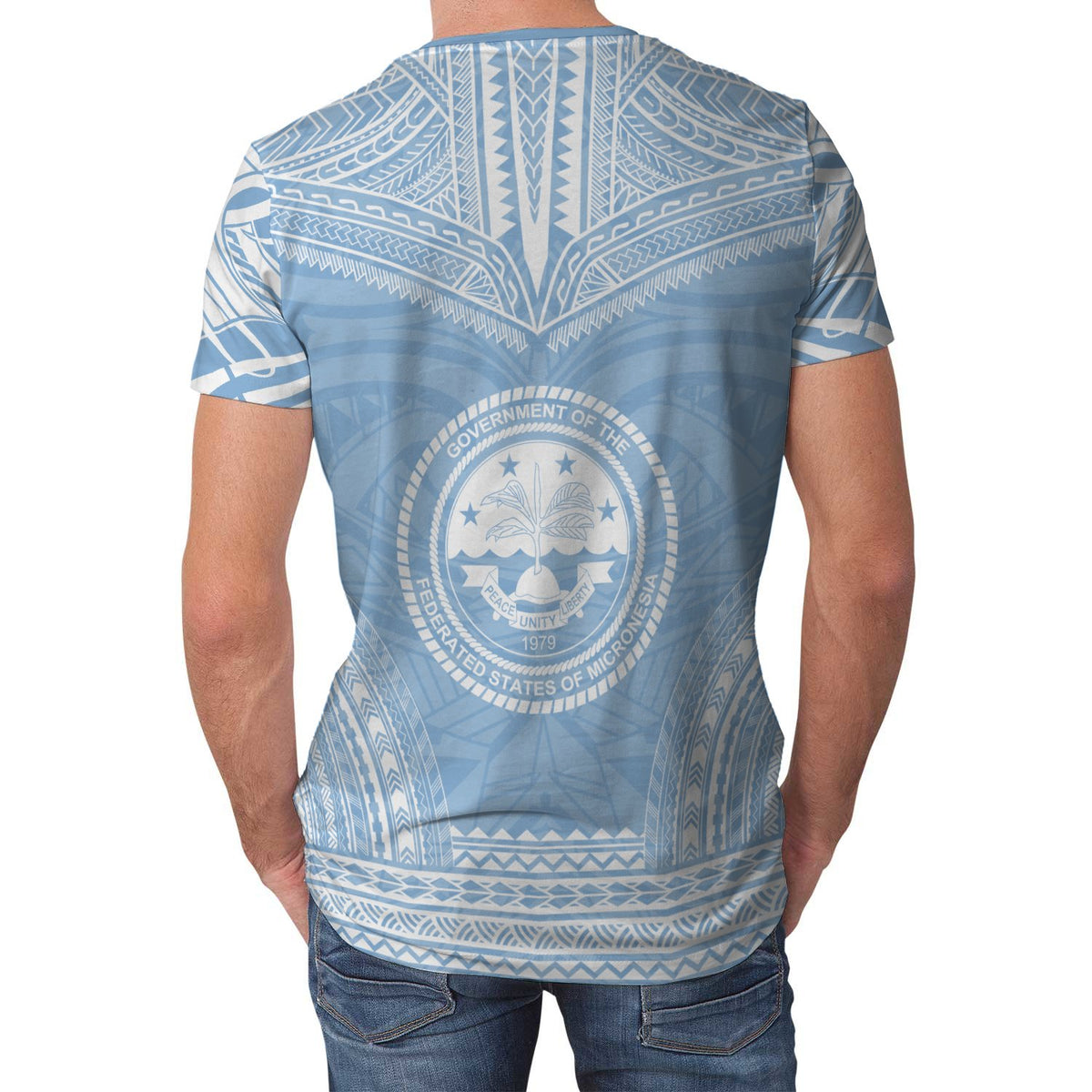Federated States of Micronesia T Shirt F S M Polynesian Chief Light Blue Version - Polynesian Pride