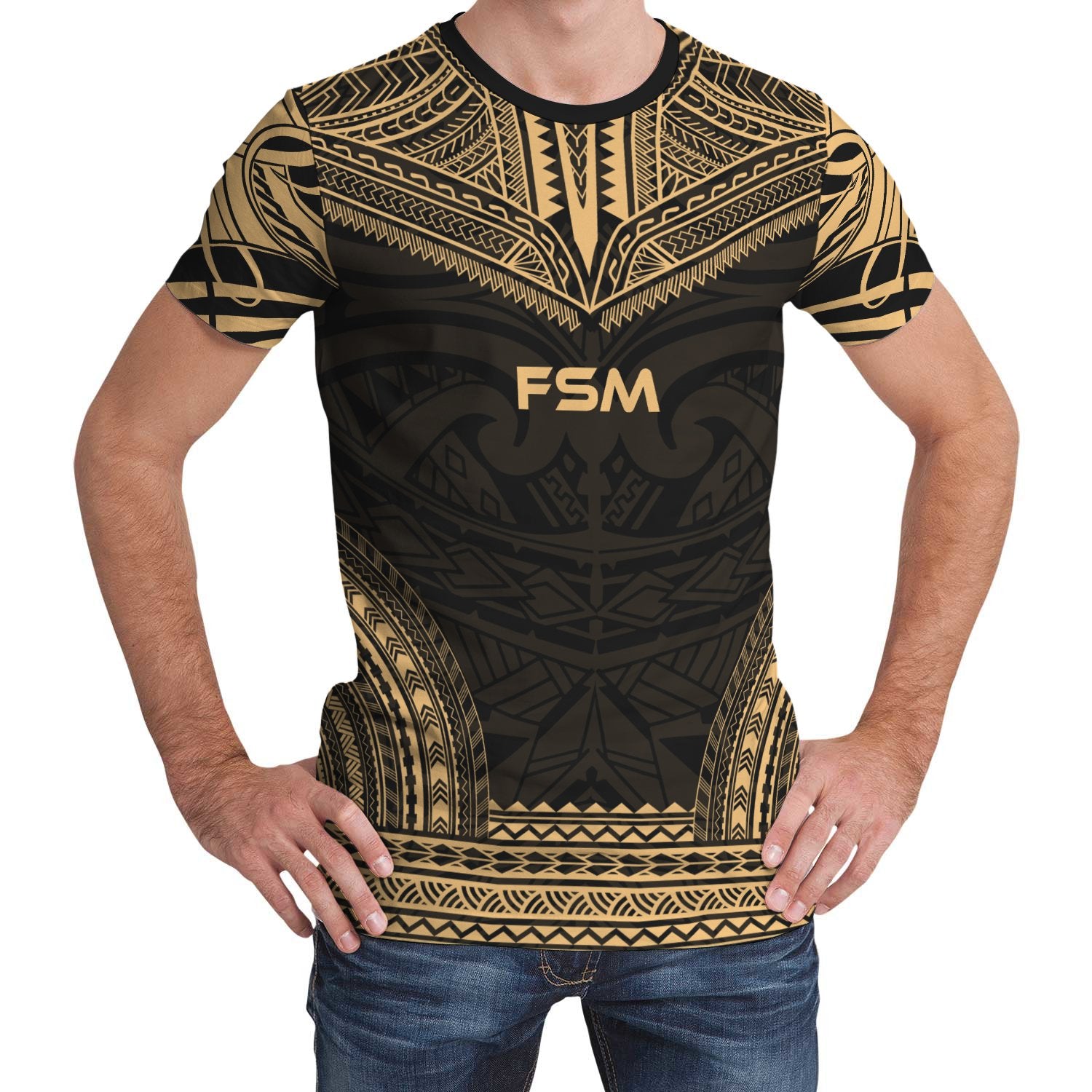 Federated States of Micronesia T Shirt F S M Polynesian Chief Gold Version Unisex Gold - Polynesian Pride