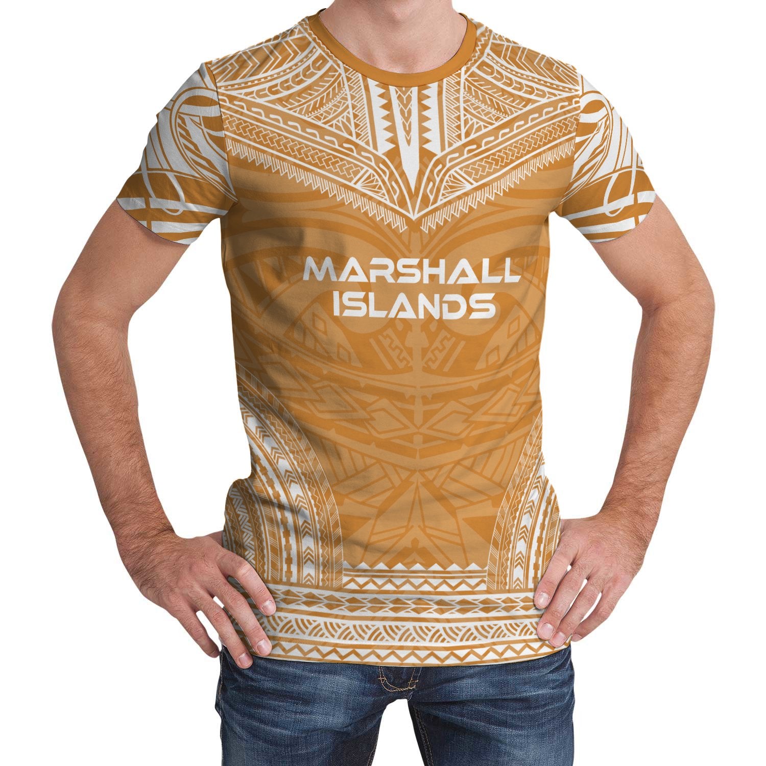 Marshall Islands Unisex T Shirt Marshall Islands Polynesian Chief Orange Version Unisex Orange - Polynesian Pride