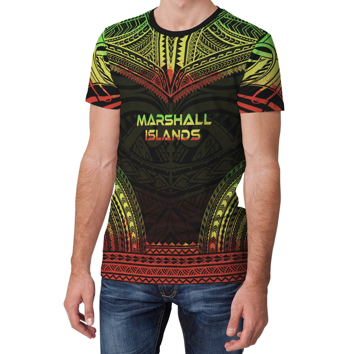 Marshall Islands Unisex T Shirt Marshall Islands Polynesian Chief Reggae Version - Polynesian Pride