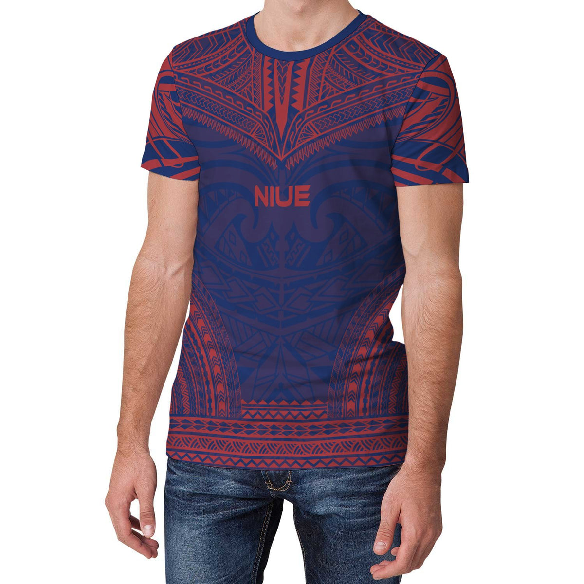 Niue Unisex T Shirt Niue Polynesian Chief Blue Version - Polynesian Pride