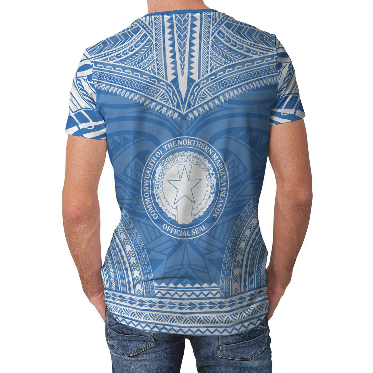 Northern Mariana Islands Unisex T Shirt C N M I Polynesian Chief Blue Version - Polynesian Pride