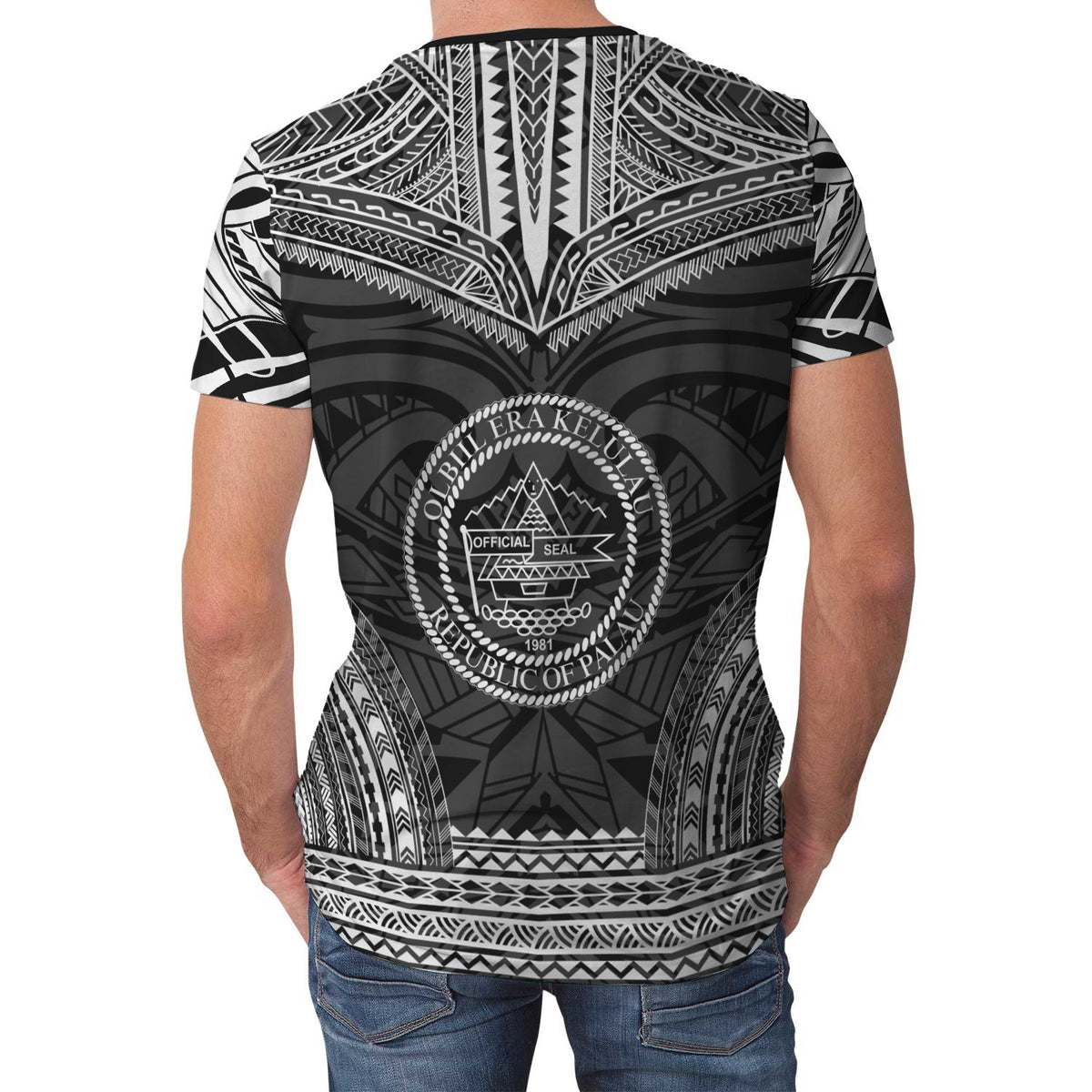 Palau Unisex T Shirt Palau Polynesian Chief Black Version - Polynesian Pride