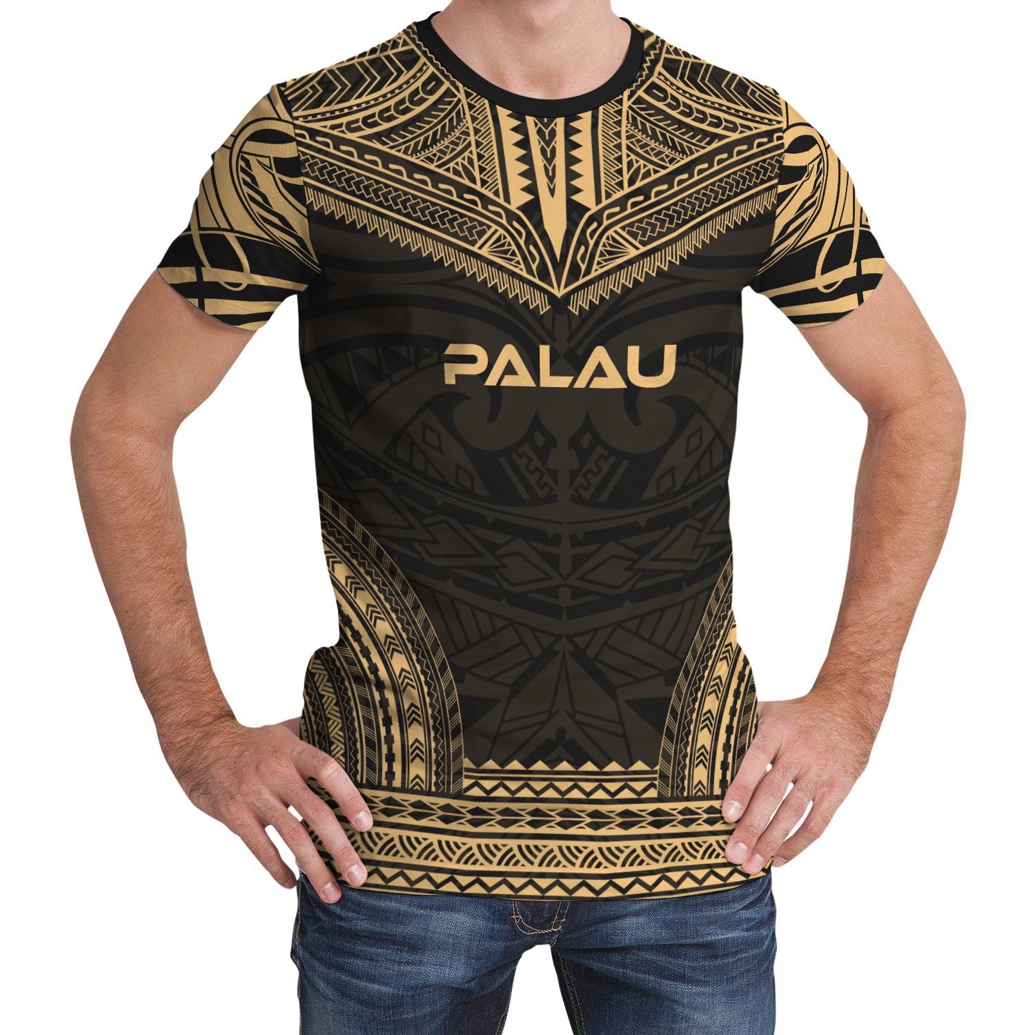 Palau Unisex T Shirt Palau Polynesian Chief Gold Version Unisex Gold - Polynesian Pride