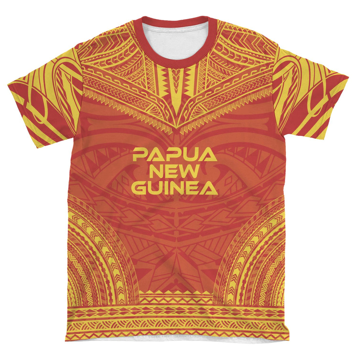 Papua New Guinea Unisex T Shirt Papua New Guinea Polynesian Chief Yellow Red Version - Polynesian Pride