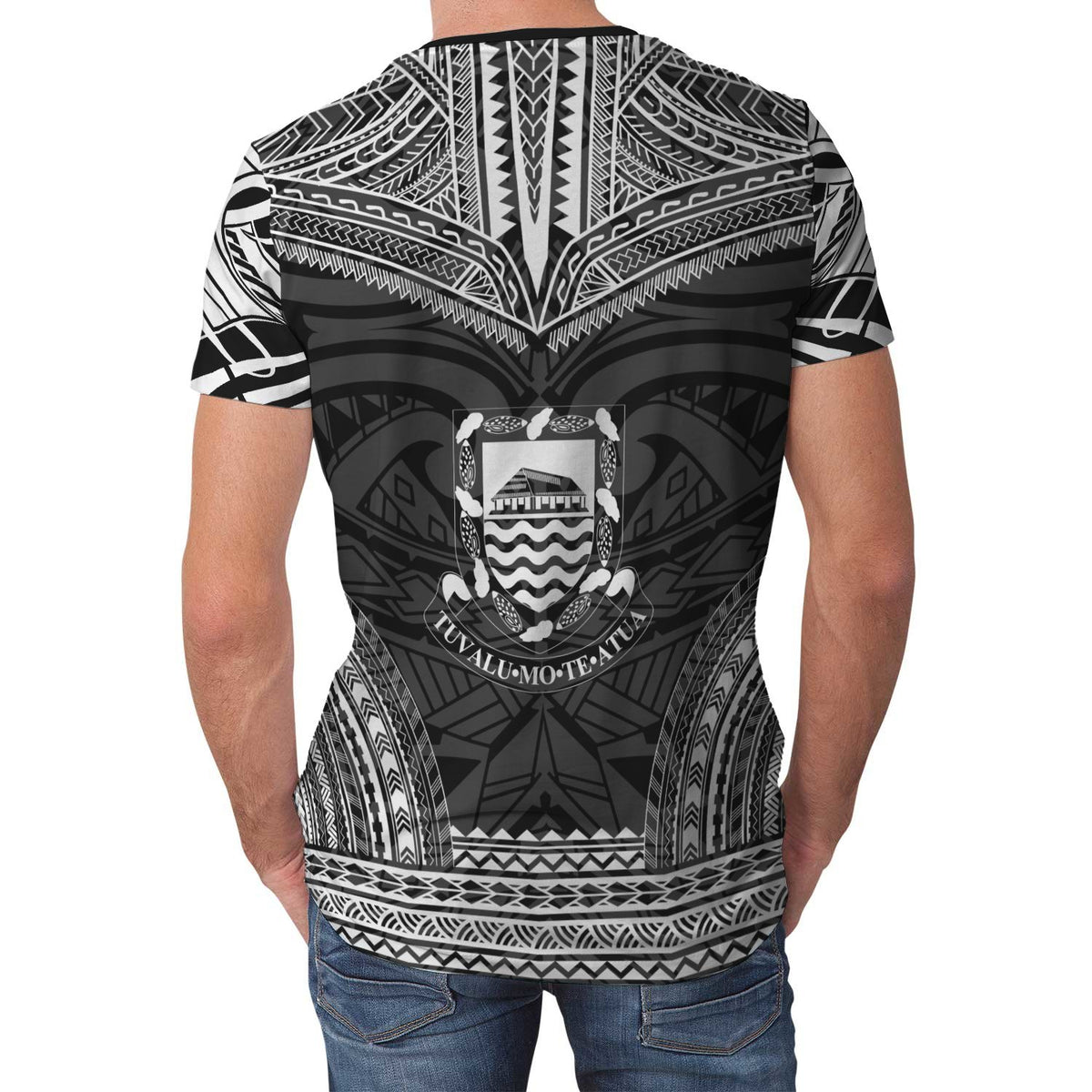 Tuvalu T Shirt Tuvaluan Polynesian Chief White Black Version - Polynesian Pride