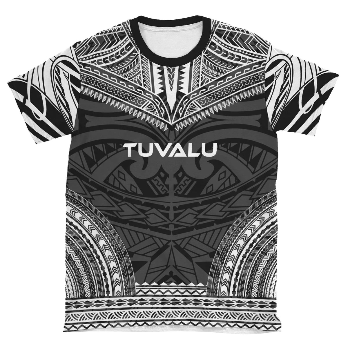Tuvalu T Shirt Tuvaluan Polynesian Chief White Black Version - Polynesian Pride