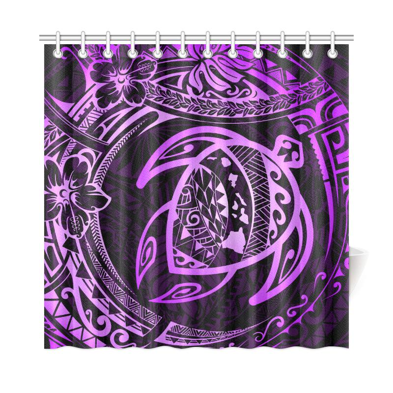 Hawaiian Turtle Polynesian Purple Shower Curtain 177 x 172 (cm) Purple - Polynesian Pride